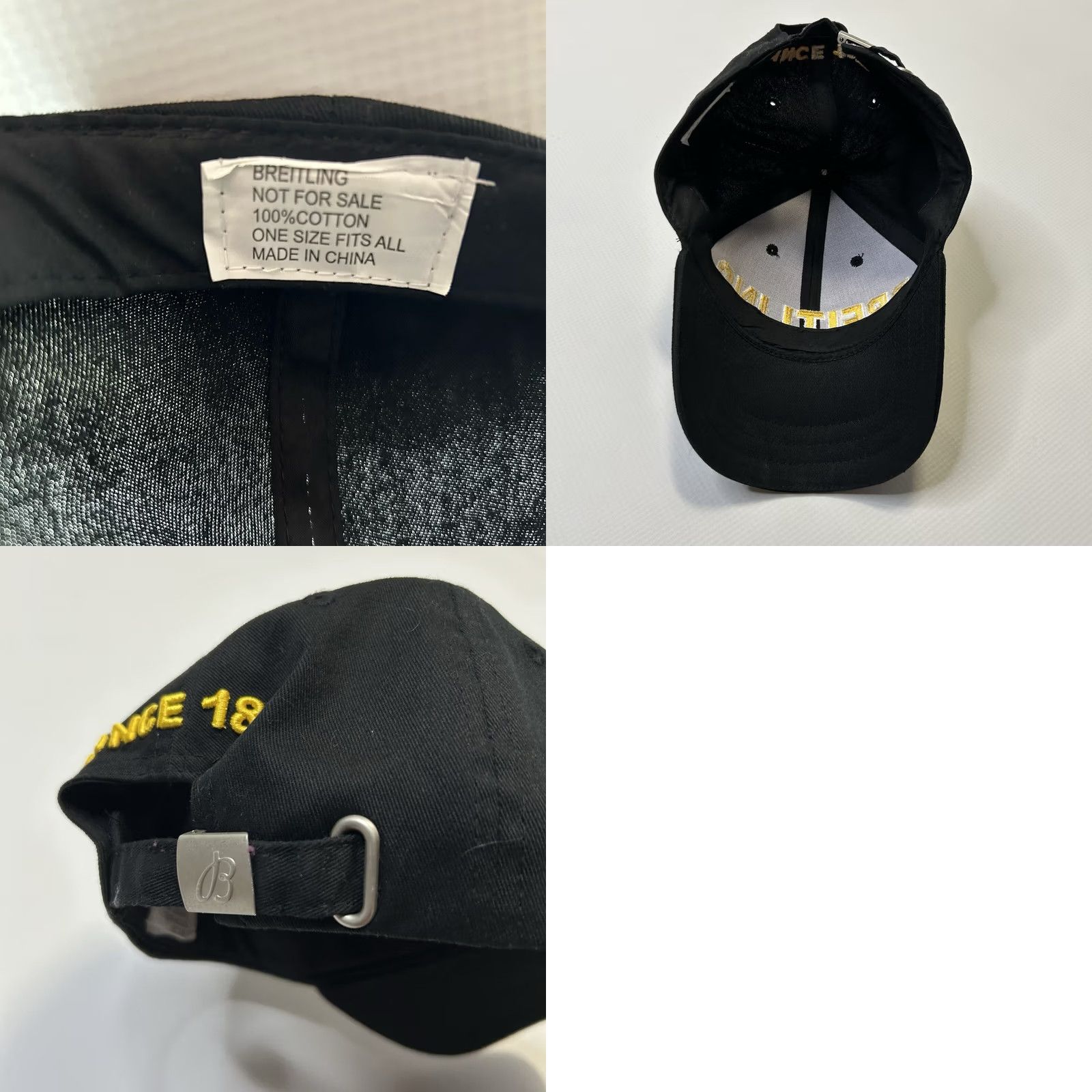 Breitling Breitling Watches 1884 Big Logo Embroidered Black Snapback Hat Cap Size ONE SIZE - 8 Thumbnail