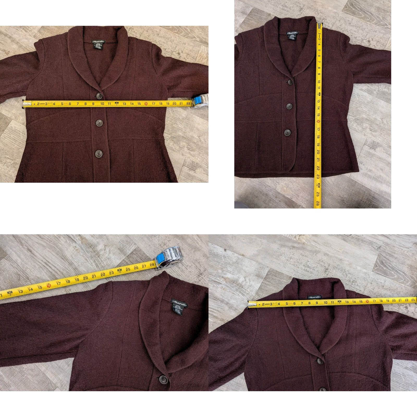 Vintage VINTAGE Sarah Wool Blazer Jacket Size M Brown 90s Womens Size M / US 6-8 / IT 42-44 - 8 Thumbnail