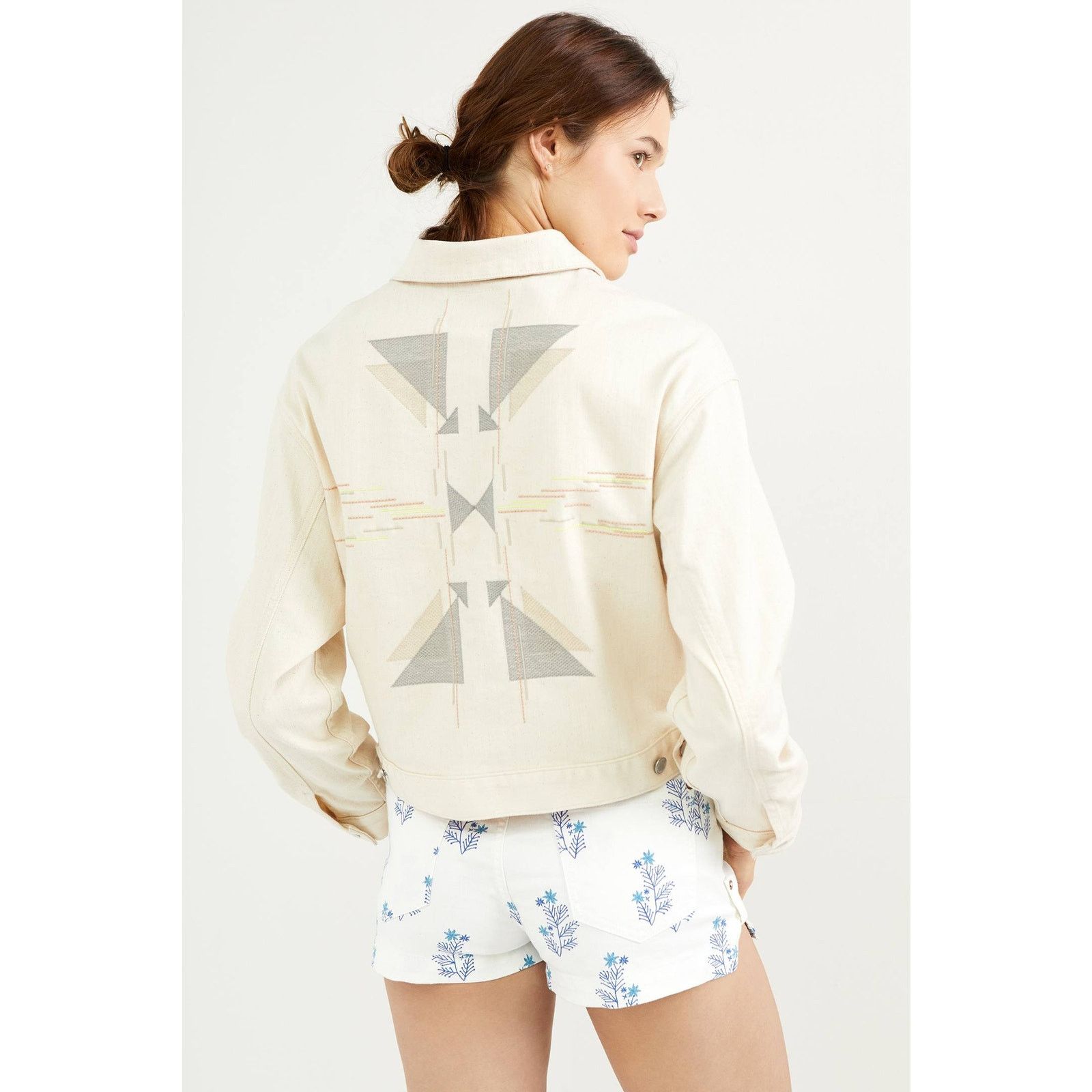Anthropologie New Anthropologie AG Embroidered Denim Jacket $288 MEDIUM Size M / US 6-8 / IT 42-44 - 4 Thumbnail
