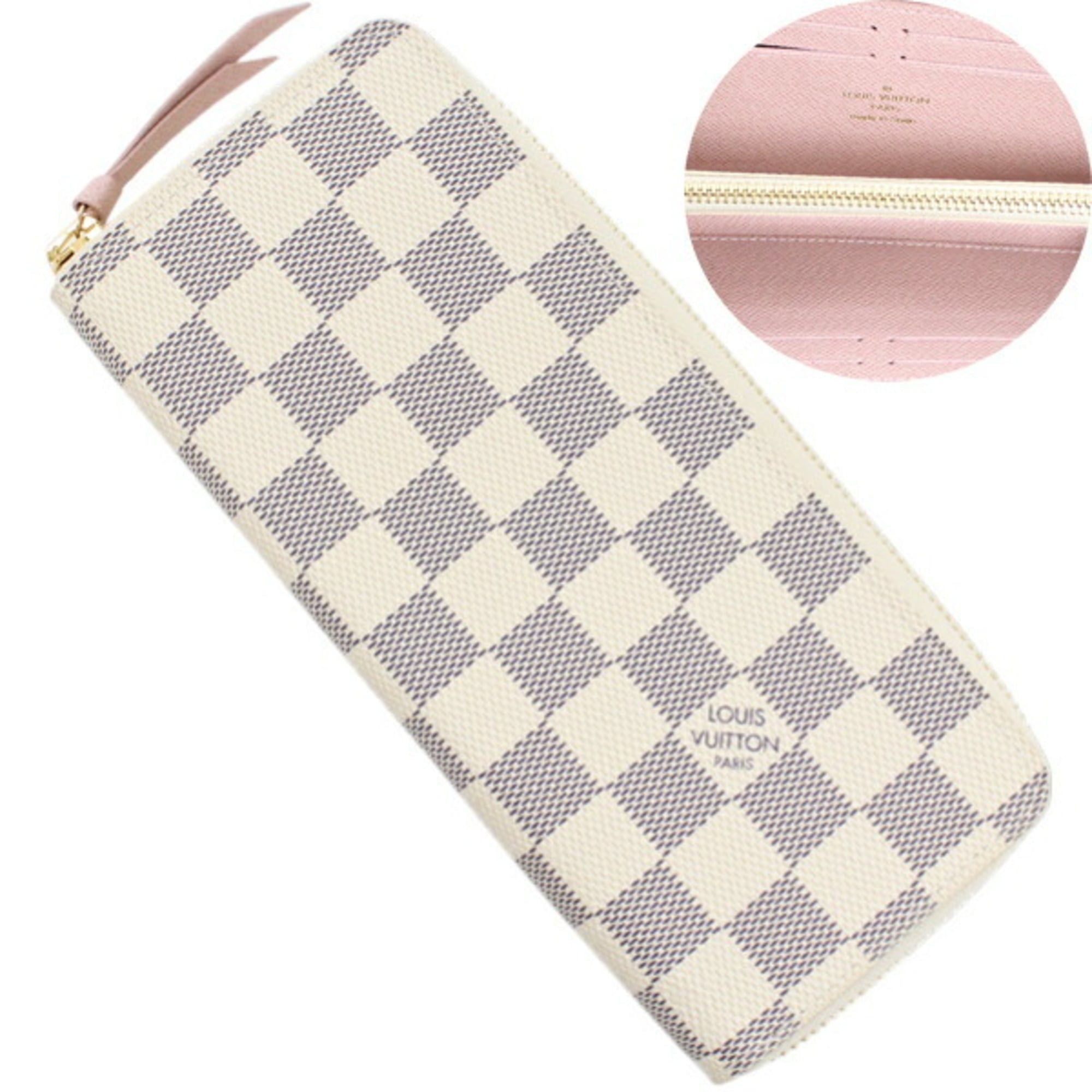 Louis Vuitton Damier Azur Portefeuille Clemence Rose Ballerine Long Wallet N61210 Women's LOUIS VUITTON T6121