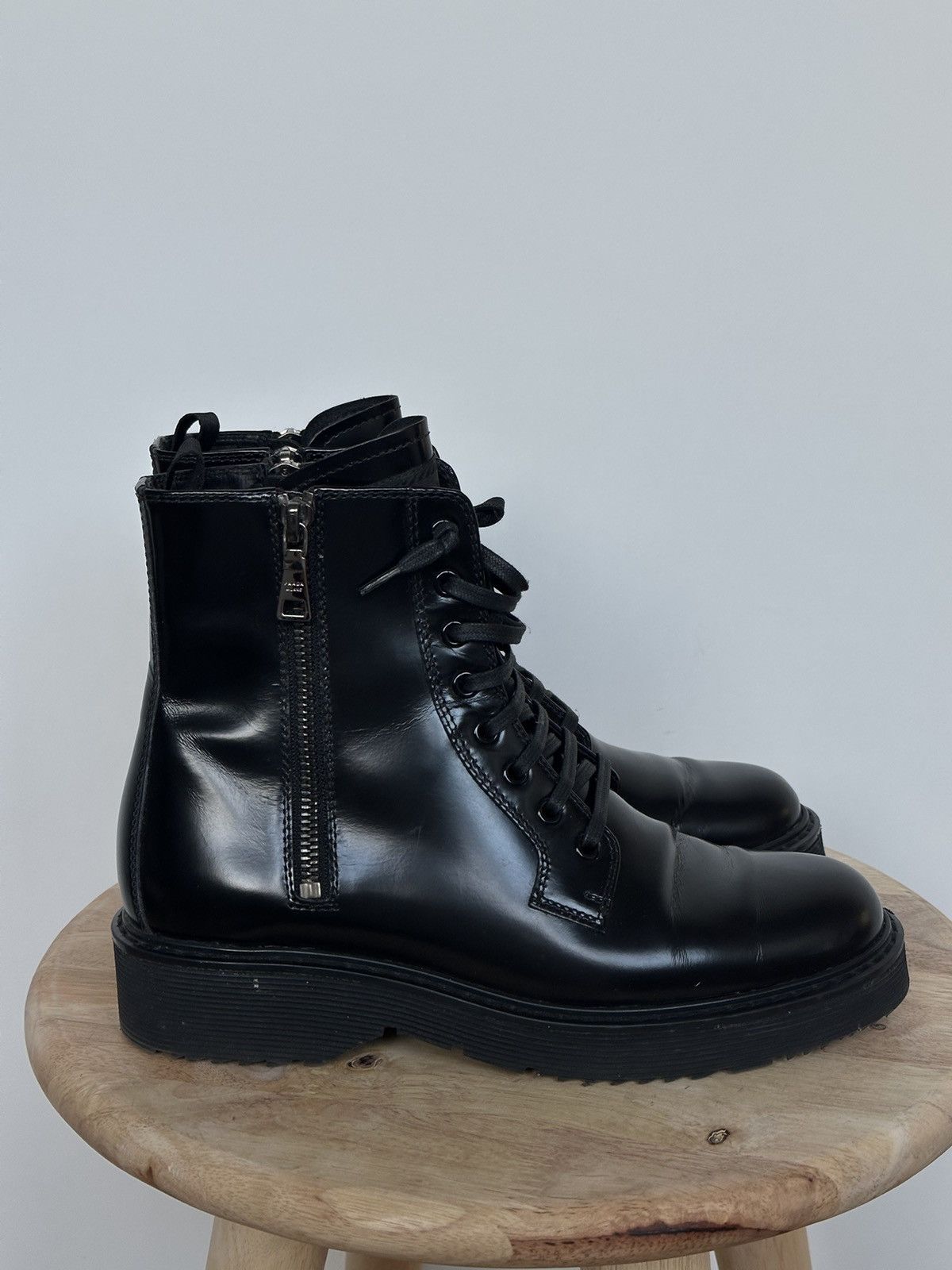 Designer × Prada Prada Leather Combat Boots Size US 6.5 / IT 36.5 - 4 Thumbnail