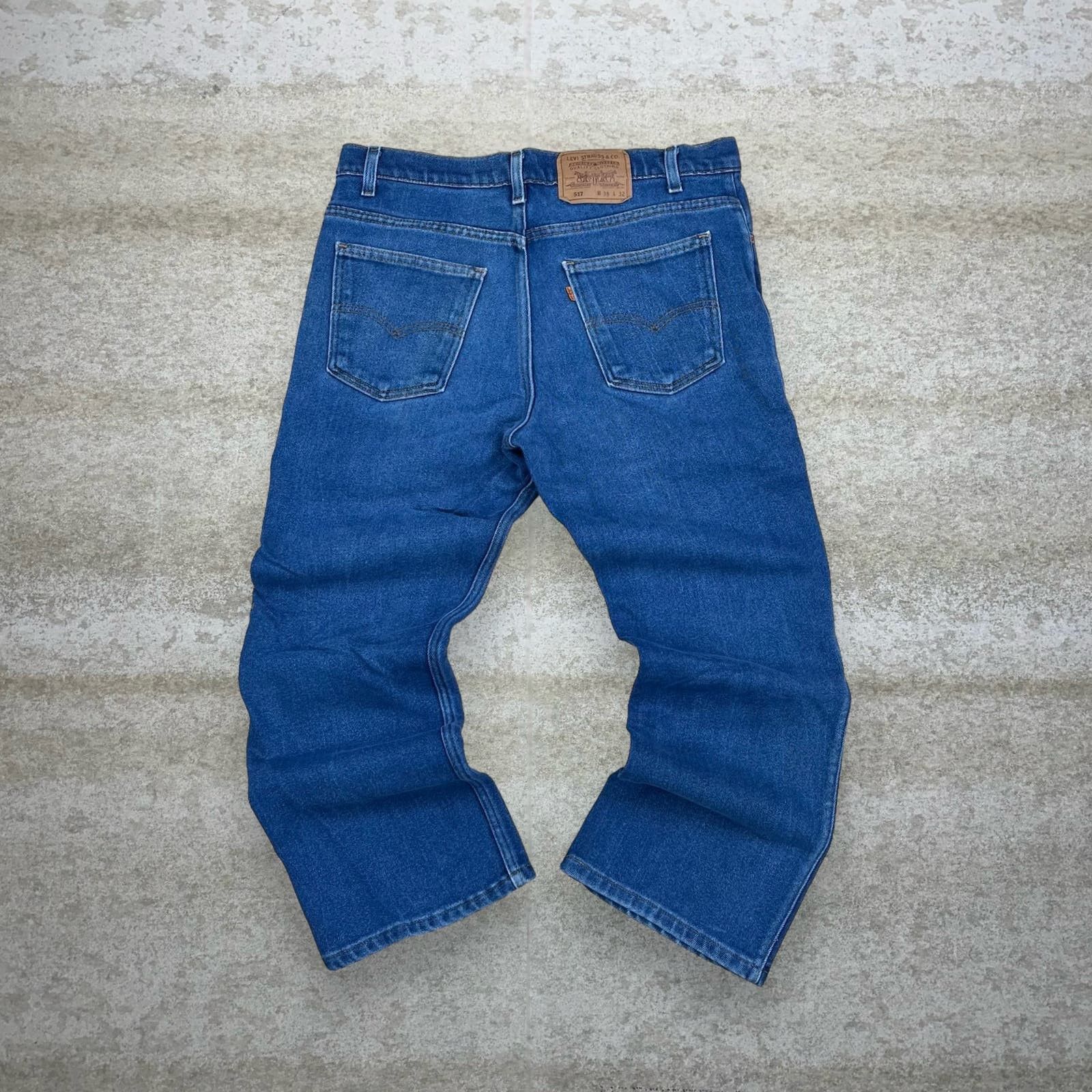 image of Crazy Vintage 90's Orange Tab Levis 517 Jeans Bootcut Flared in Blue, Men's (Size 38)