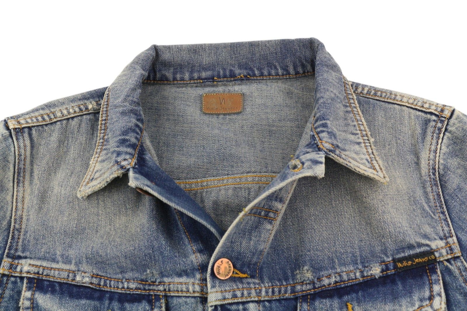 Nudie Jeans M Denim Blue Faded Washed Button-Up Polo Neck Jacket 85884 Size US M / EU 48-50 / 2 - 3 Thumbnail