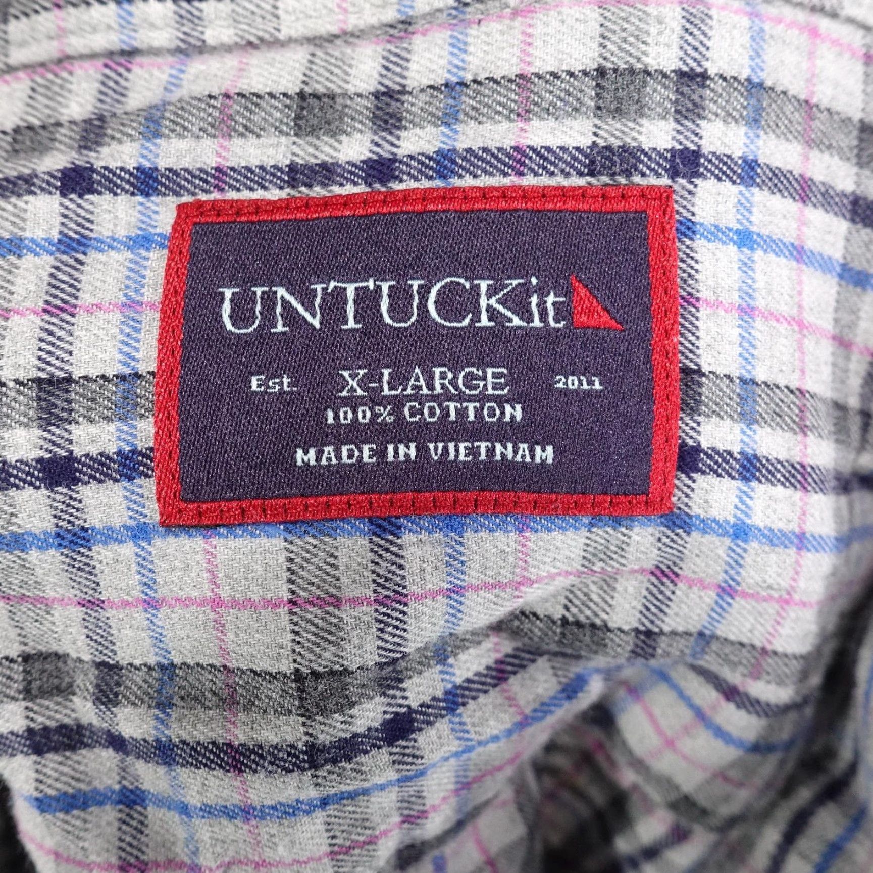 UNTUCKit UNTUCKit Shirt Mens XL Gray Plaid Long Sleeve Button-Down 100% Cotton Casual Mens XL Plaid Shirt Size US XL / EU 56 / 4 - 7 Thumbnail