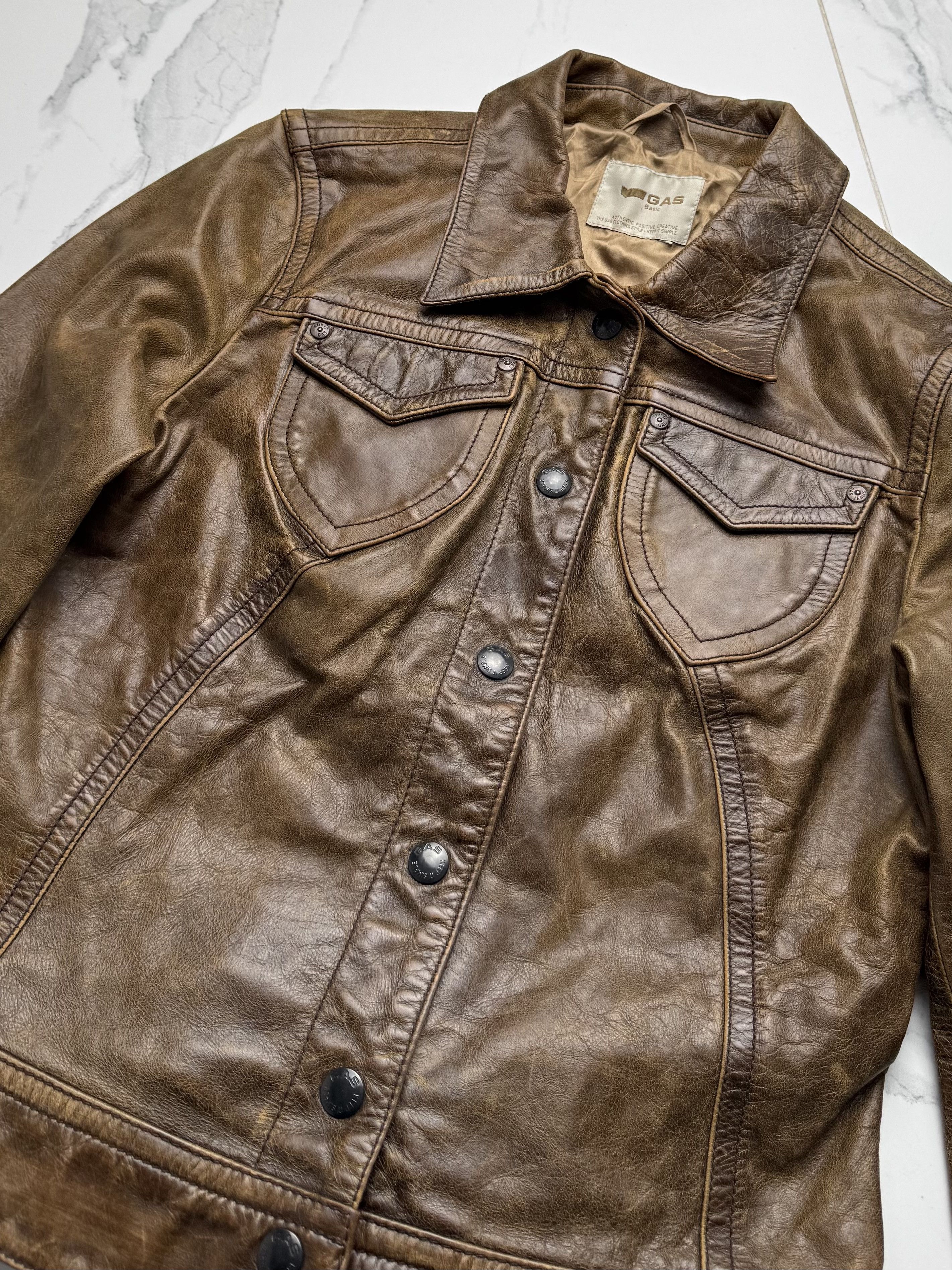 Vintage Y2K Brown Leather Jacket Womens Fitted Button Up Biker Style Size S / US 4 / IT 40 - 5 Thumbnail