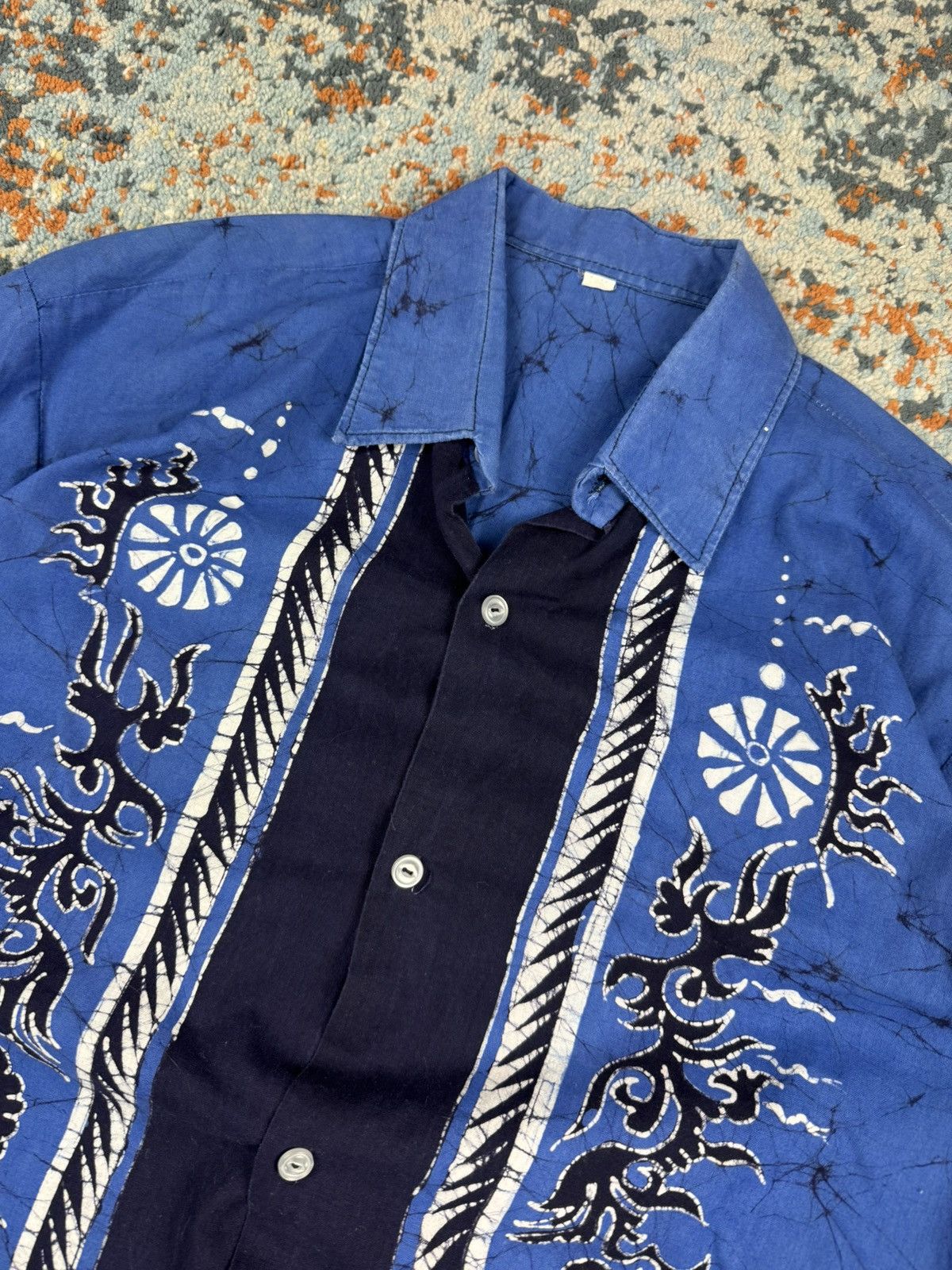 Vintage Vintage 90s Crazy tie dye dragon serpent Hawaiian shirt Size US M / EU 48-50 / 2 - 7 Thumbnail