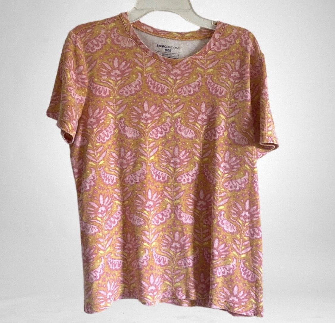 Basic Editions BASIC EDITIONS RELAXED FIT PAISLEY FLORAL SHORT SLEEVE SHIRT Size M / US 6-8 / IT 42-44 - 2 Thumbnail