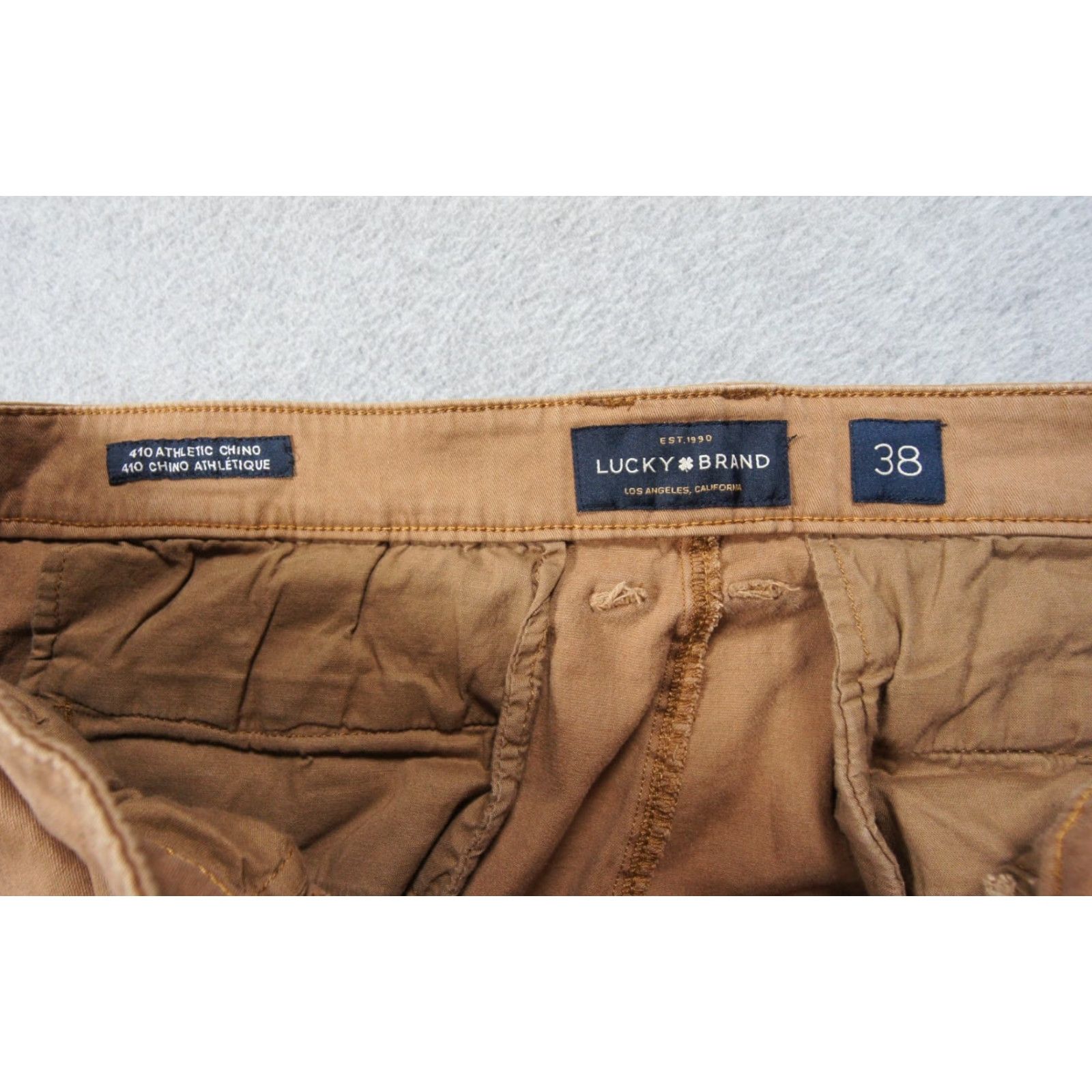 Lucky Brand Lucky Brand Pants Mens 38x28 Beige Chino Athletic 410 Stretch Adult Casual Regular 5-Pocket Design Front Flat Front Belt Loops Zip Cotton Spandex Size US 38 / EU 54 - 7 Thumbnail