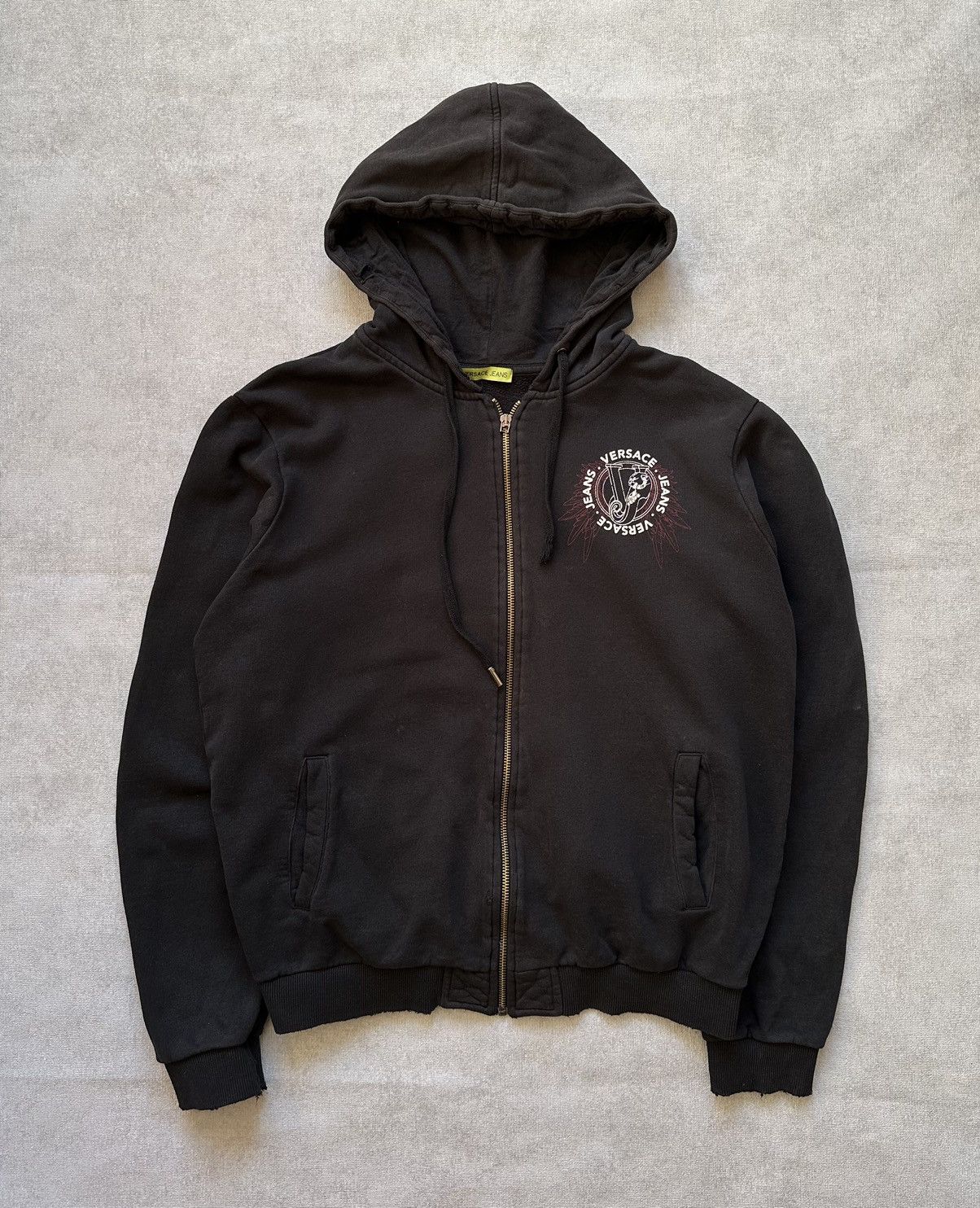 Luxury Versace Versace Jeans Couture Vintage Versace Jeans Distressed Y2K Baggy Zip Hoodie Grailed