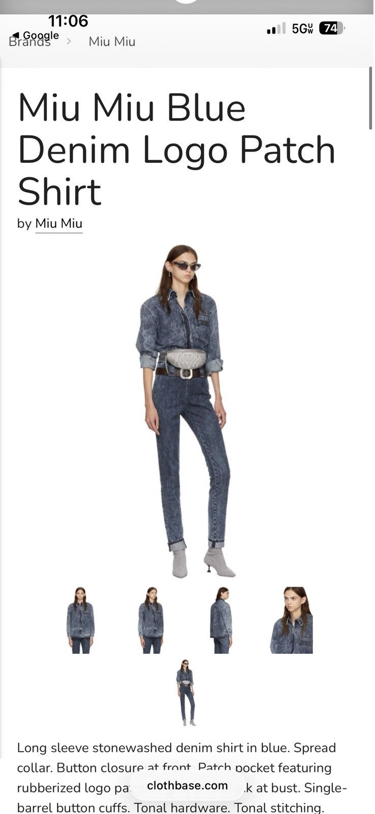 Miu Miu Miu Miu Blue Stonewashed Denim Jean Button Up Shirt Size US L / EU 52-54 / 3 - 12 Thumbnail