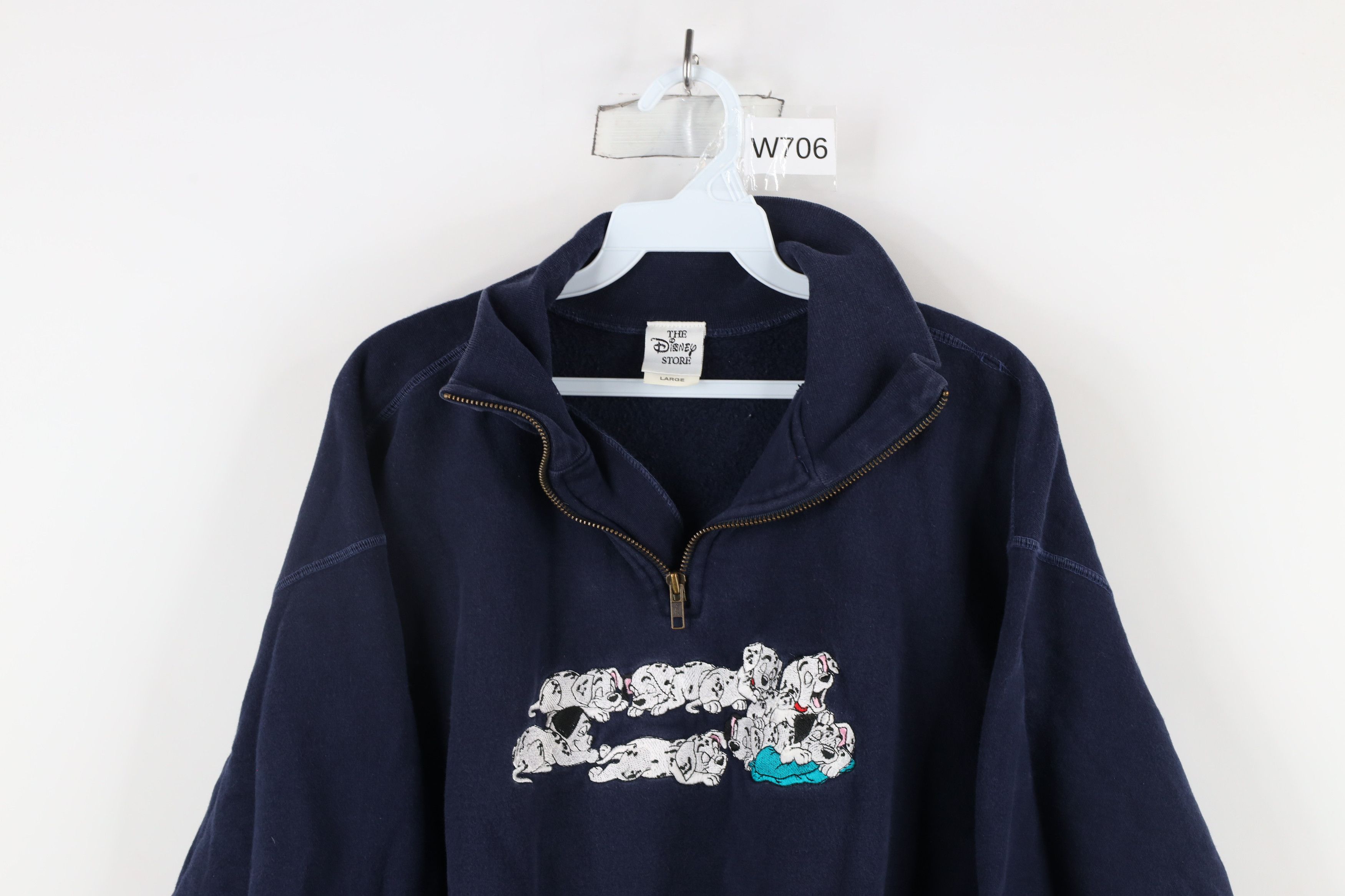 Disney × Vintage Vintage 90s Disney Dalmatians Half Zip Pullover Sweatshirt Size L / US 10 / IT 46 - 2 Thumbnail