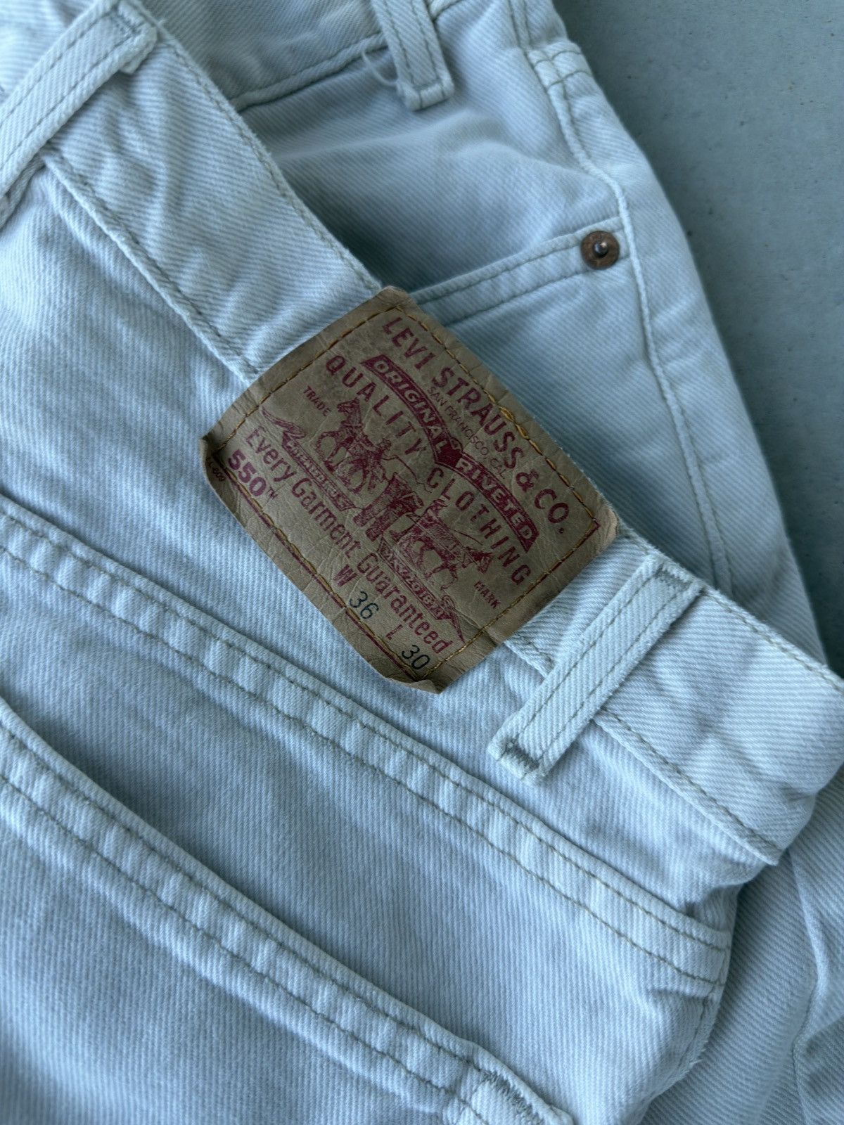 Levi's Vintage 90s Levi’s 550 Cream Denim Jeans Size US 35 - 4 Thumbnail