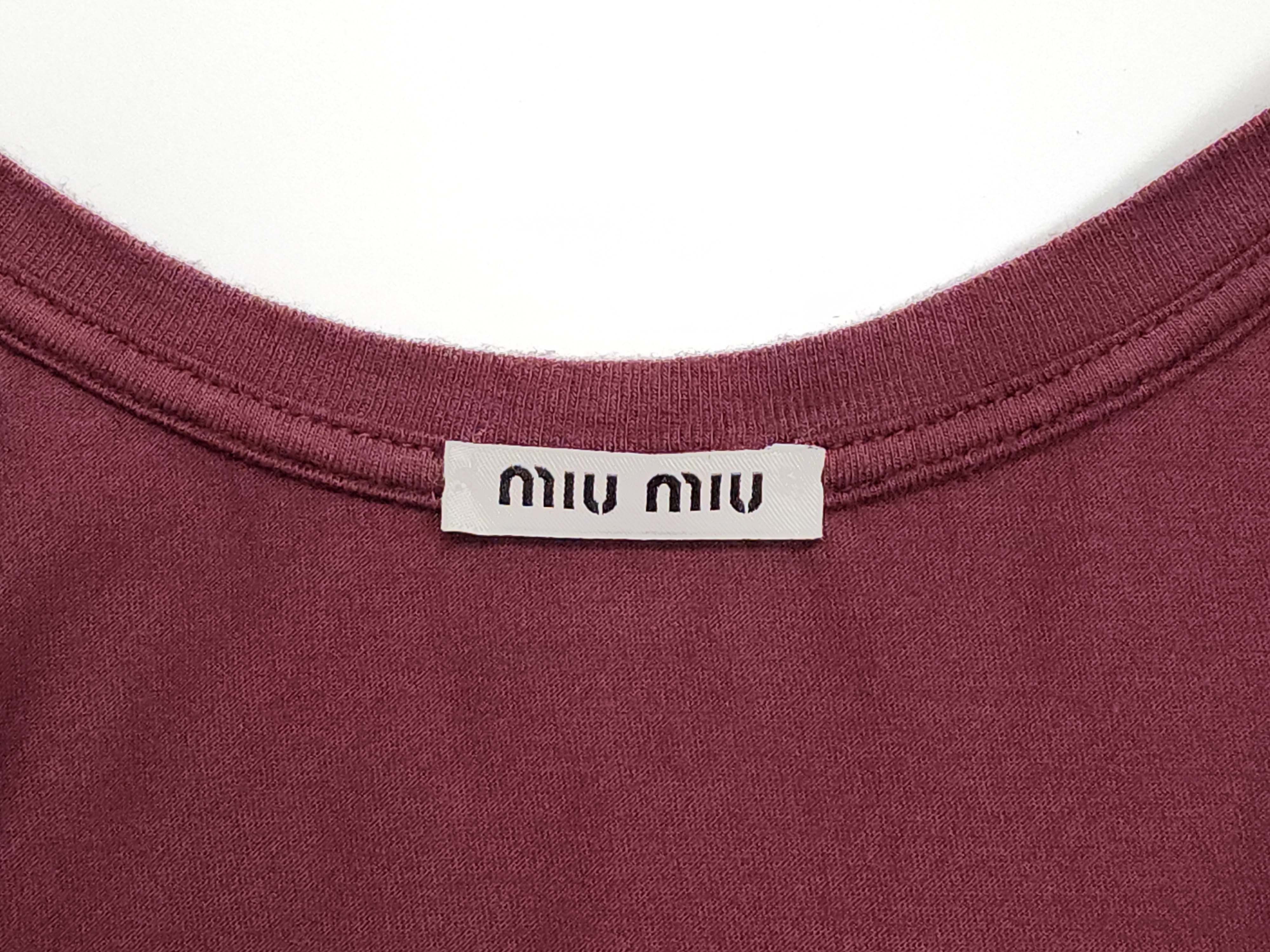 Miu Miu Burgundy Modal Cotton Tank Top T-Shirt XS Size XS / US 0-2 / IT 36-38 - 4 Thumbnail
