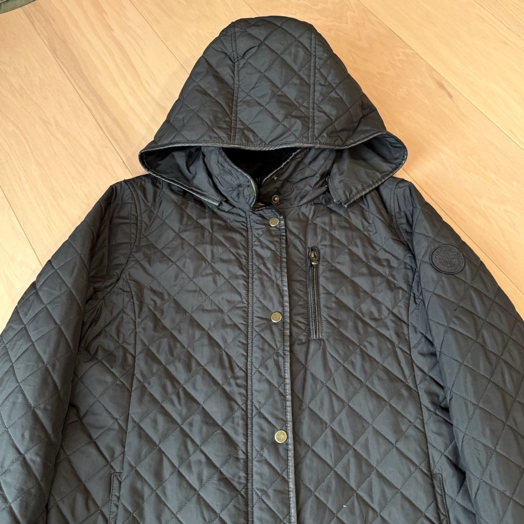 Ralph Lauren Lauren Ralph Lauren Quilted Coat Women's Large Black Full Zip Outerwear NYC Coat Size L / US 10 / IT 46 - 3 Thumbnail