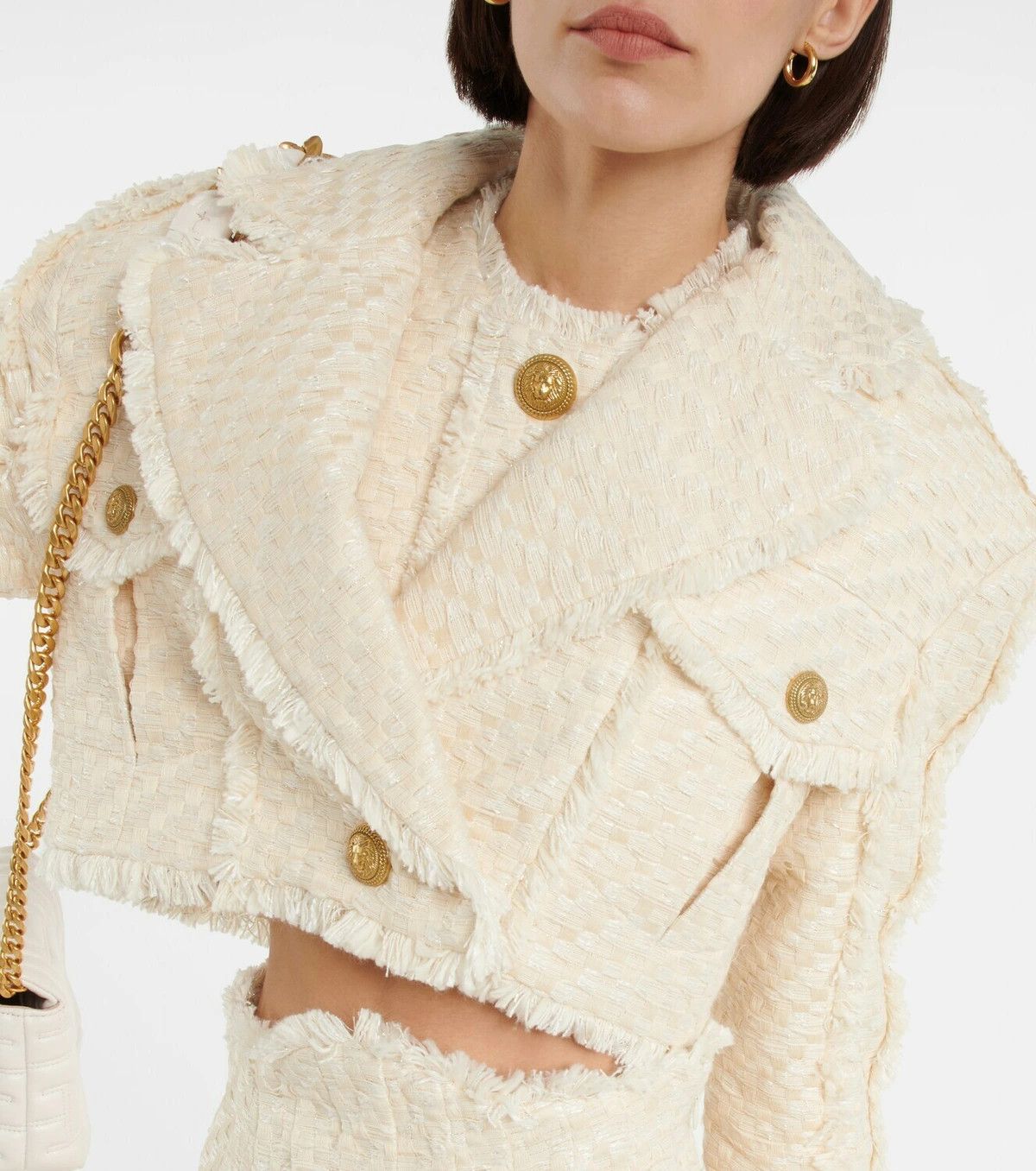 Balmain o1y0525 Jacket in Ivory Size M / US 6-8 / IT 42-44 - 2 Thumbnail