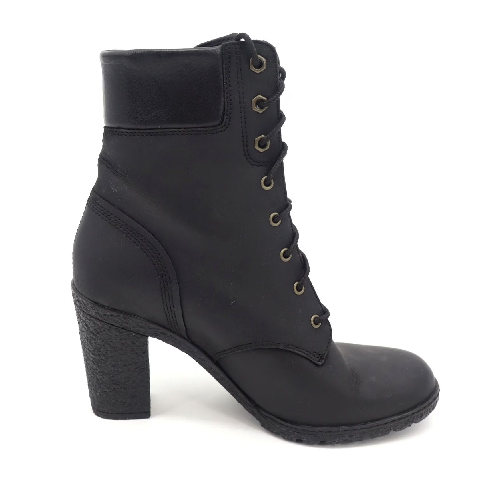 Timberland Timberland Boot Black Leather Lug Sole Block Heel 8 Women’s Ankle Combat Edgy Shoe Style Bootie Size US 8 / IT 38 - 3 Thumbnail