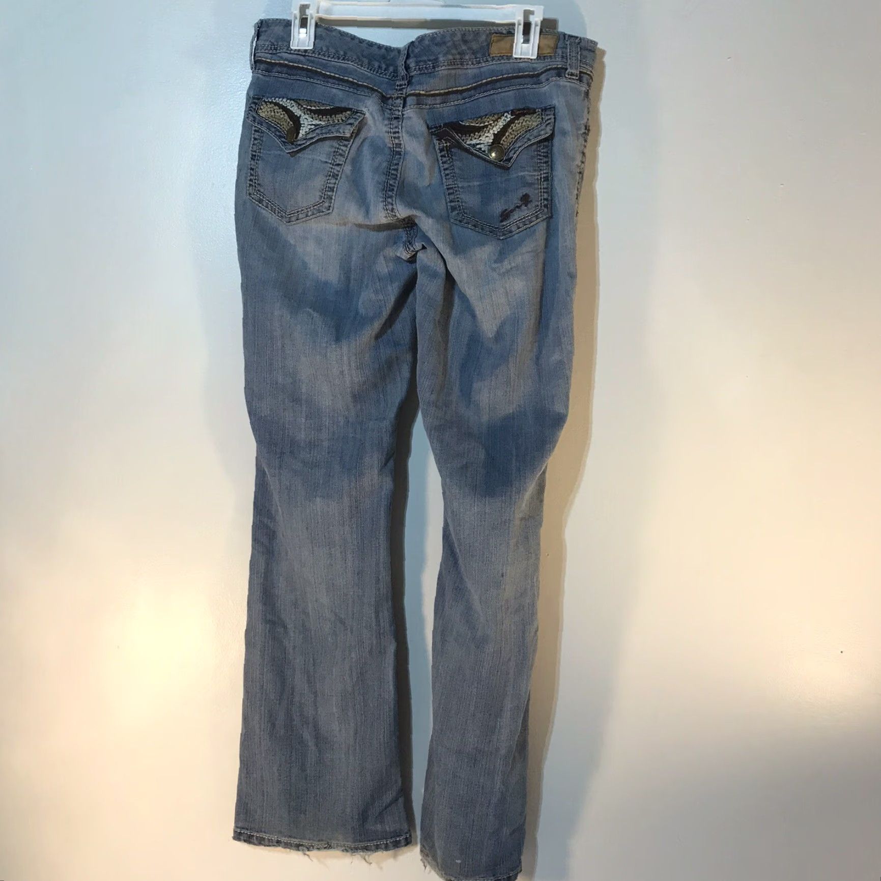 Vintage Seven7 Jeans Women Size 10 Light Wash Low Rise Bootcut Blue Denim 5-Pocket Embroidered Logo Size 32" / US 10 / IT 46 - 5 Thumbnail