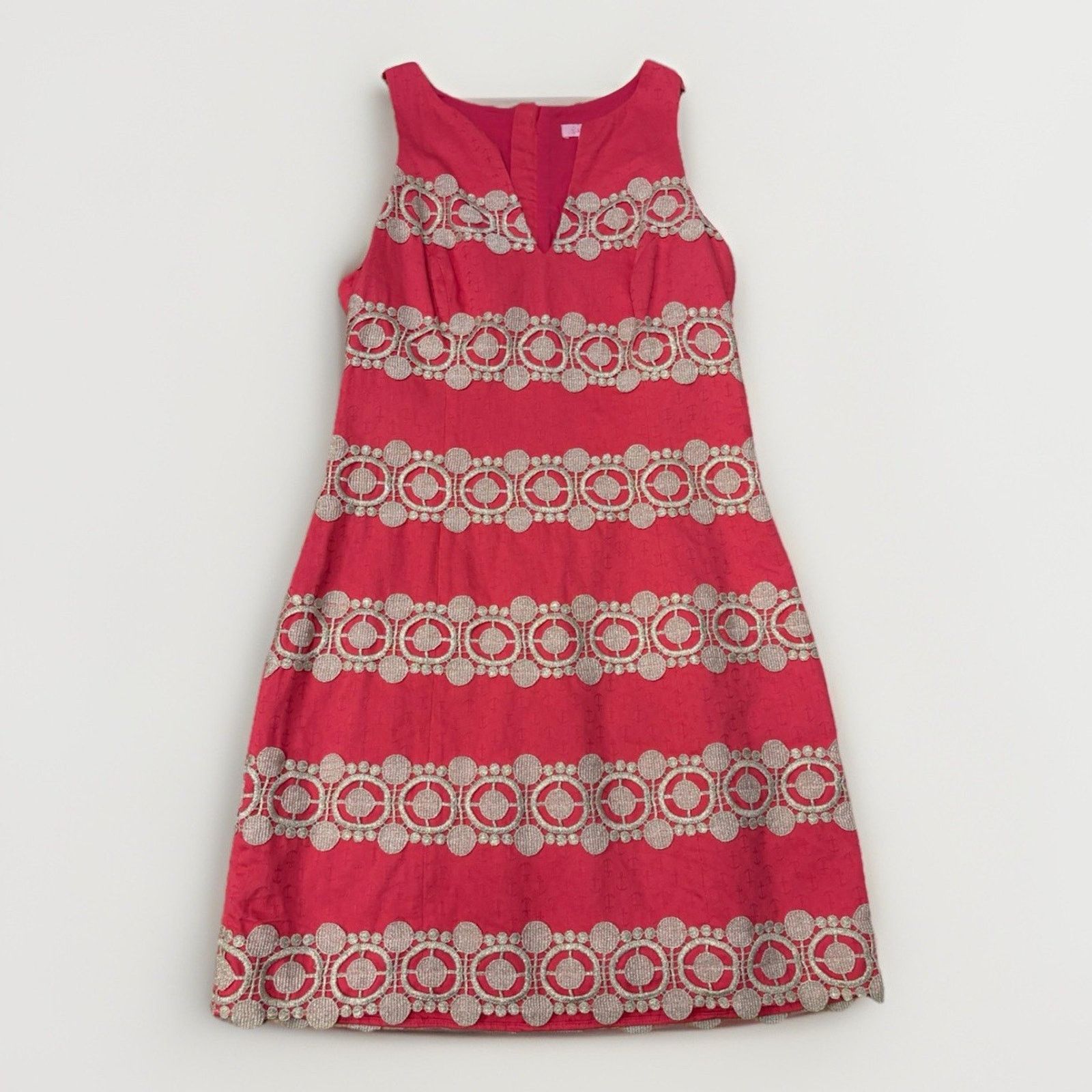 Lilly Pulitzer Lilly Pulitzer Janice Shift Dress 2 Embroidery Pink Gold Size XS / US 0-2 / IT 36-38 - 1 Thumbnail