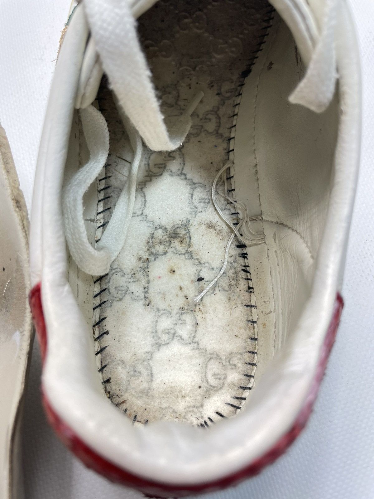 Gucci Gucci Ace Bee Embroidered Web White Leather Trainer Size US 8 / EU 41 - 13 Thumbnail