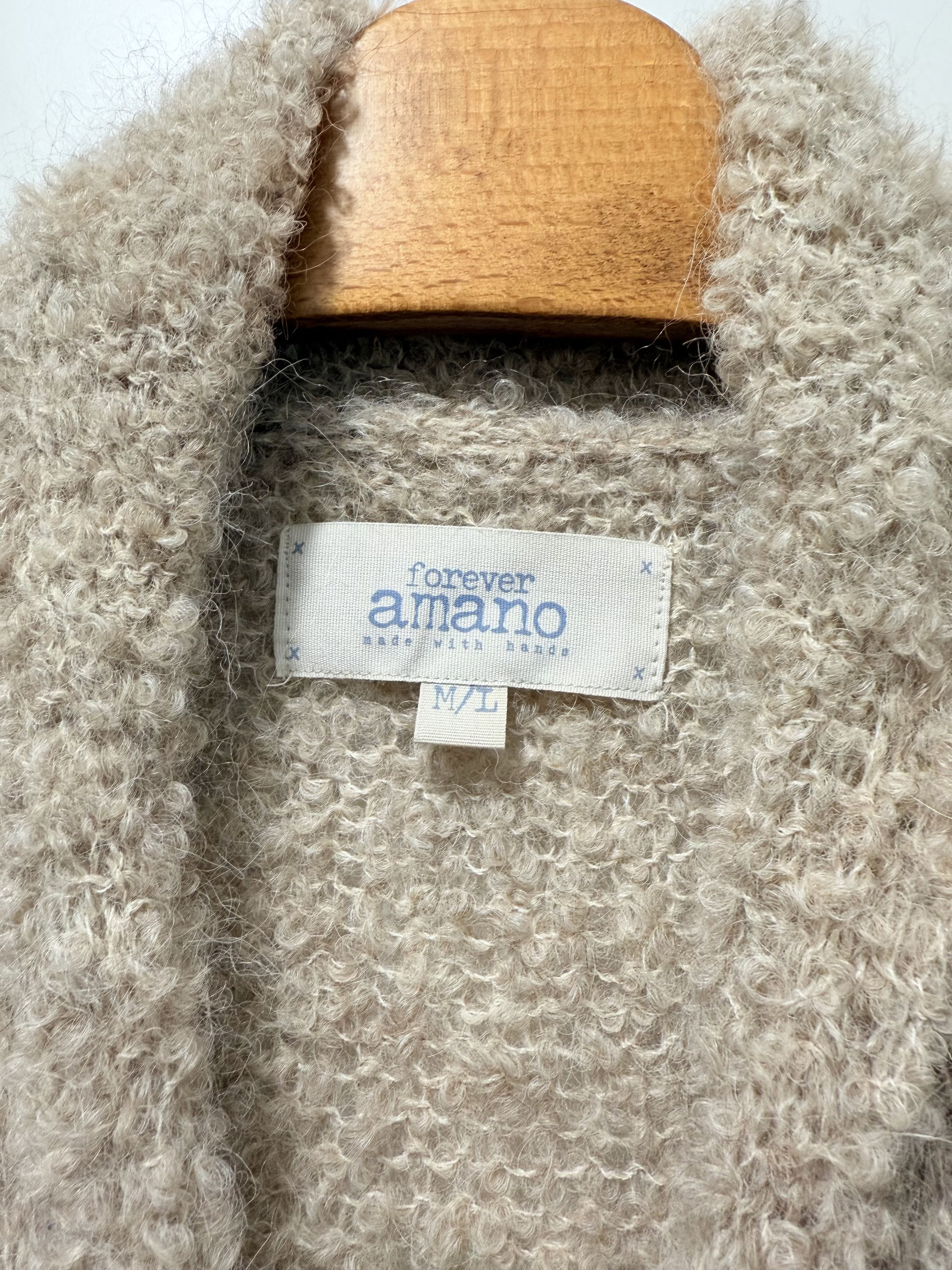 Handmade Amano Alpaca Knit Multi Color Cardigan Sweater M/L Size M / US 6-8 / IT 42-44 - 4 Thumbnail