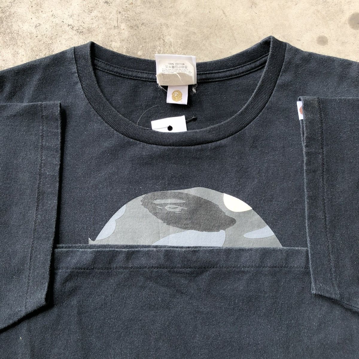 A Bathing Ape City Head Camo Black Big Logo Tee Bape