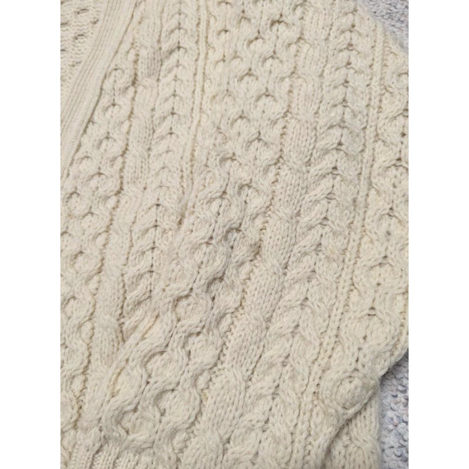Vintage VINTAGE Highland Home ARAN cardigan sweater L chunky knit cream wool fisherman pattern Mens Size US L / EU 52-54 / 3 - 7 Thumbnail