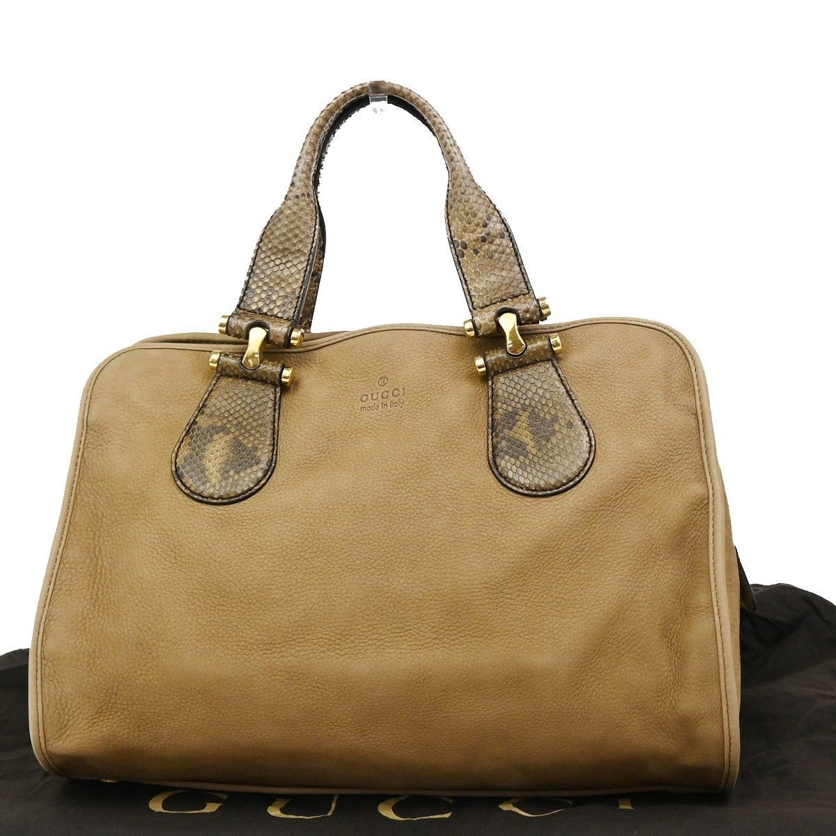 Gucci Gucci Twice Satchel Nubuck with Python Size ONE SIZE - 1 Thumbnail