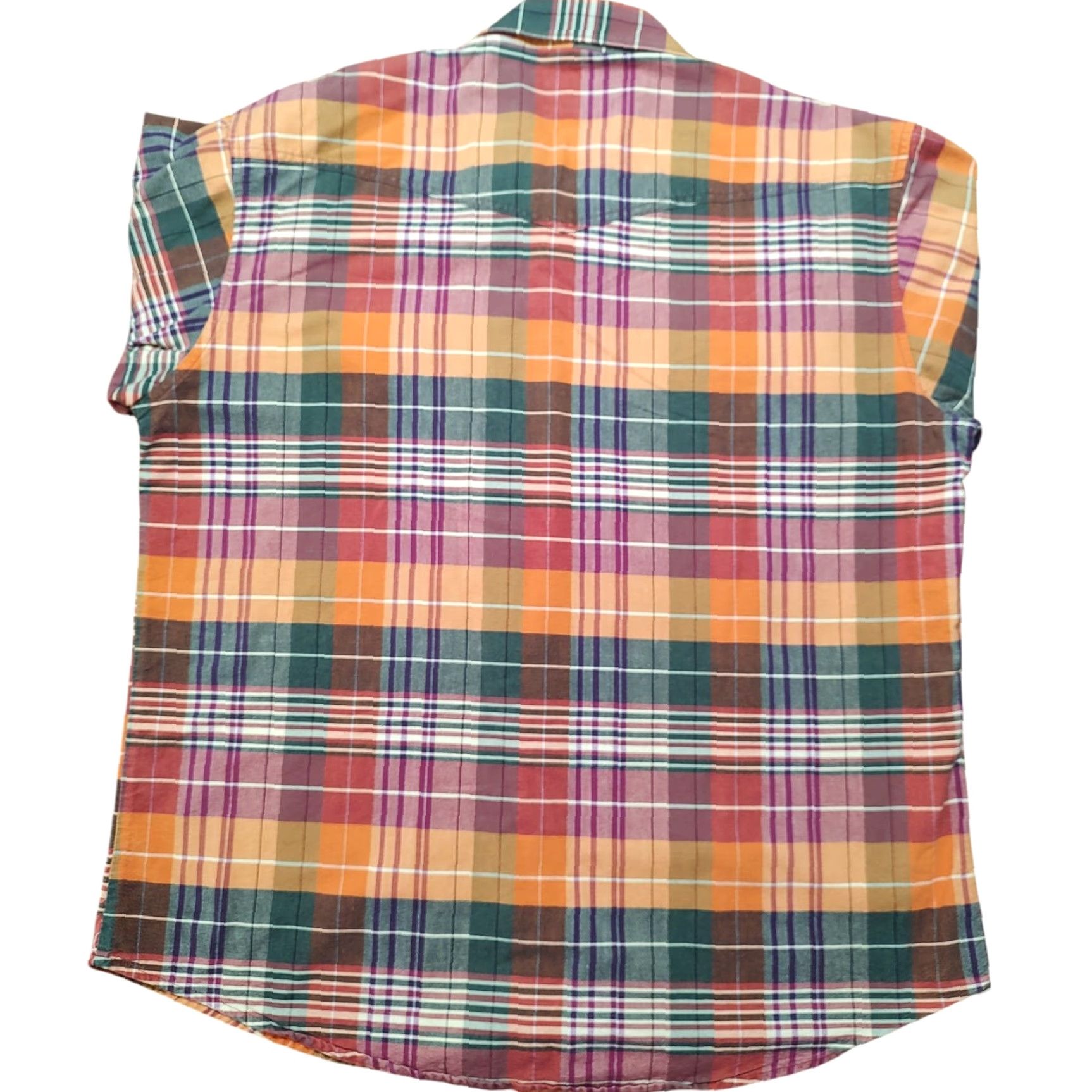Wrangler VTG Wrangler Brushpopper Pearl Snap Shirt Mens XL Plaid Short Sleeve Orange Size US XL / EU 56 / 4 - 2 Thumbnail