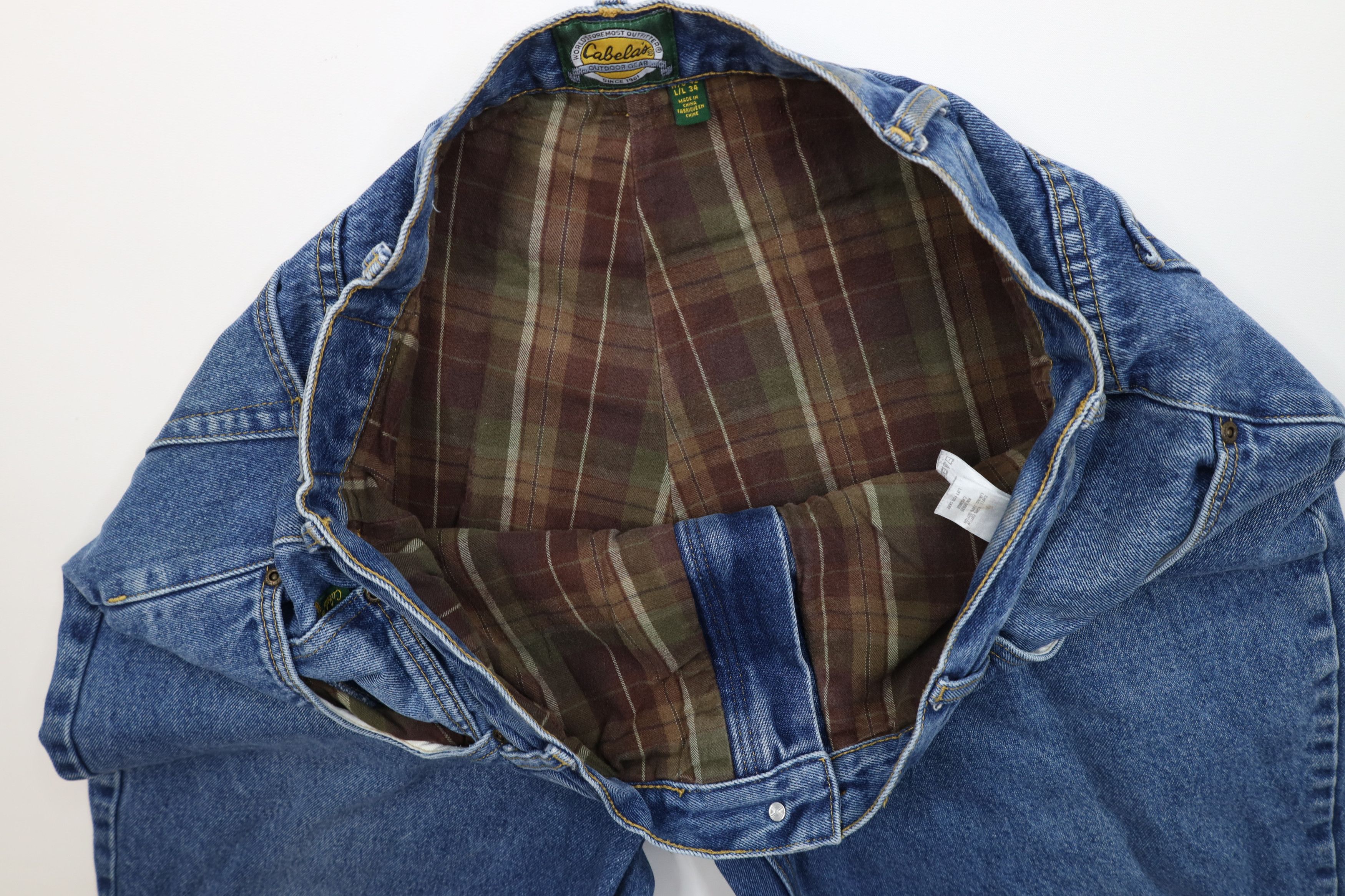 Cabelas Vintage Cabelas Heavyweight Flannel Lined Denim Jeans Blue Size US 42 / EU 58 - 9 Thumbnail