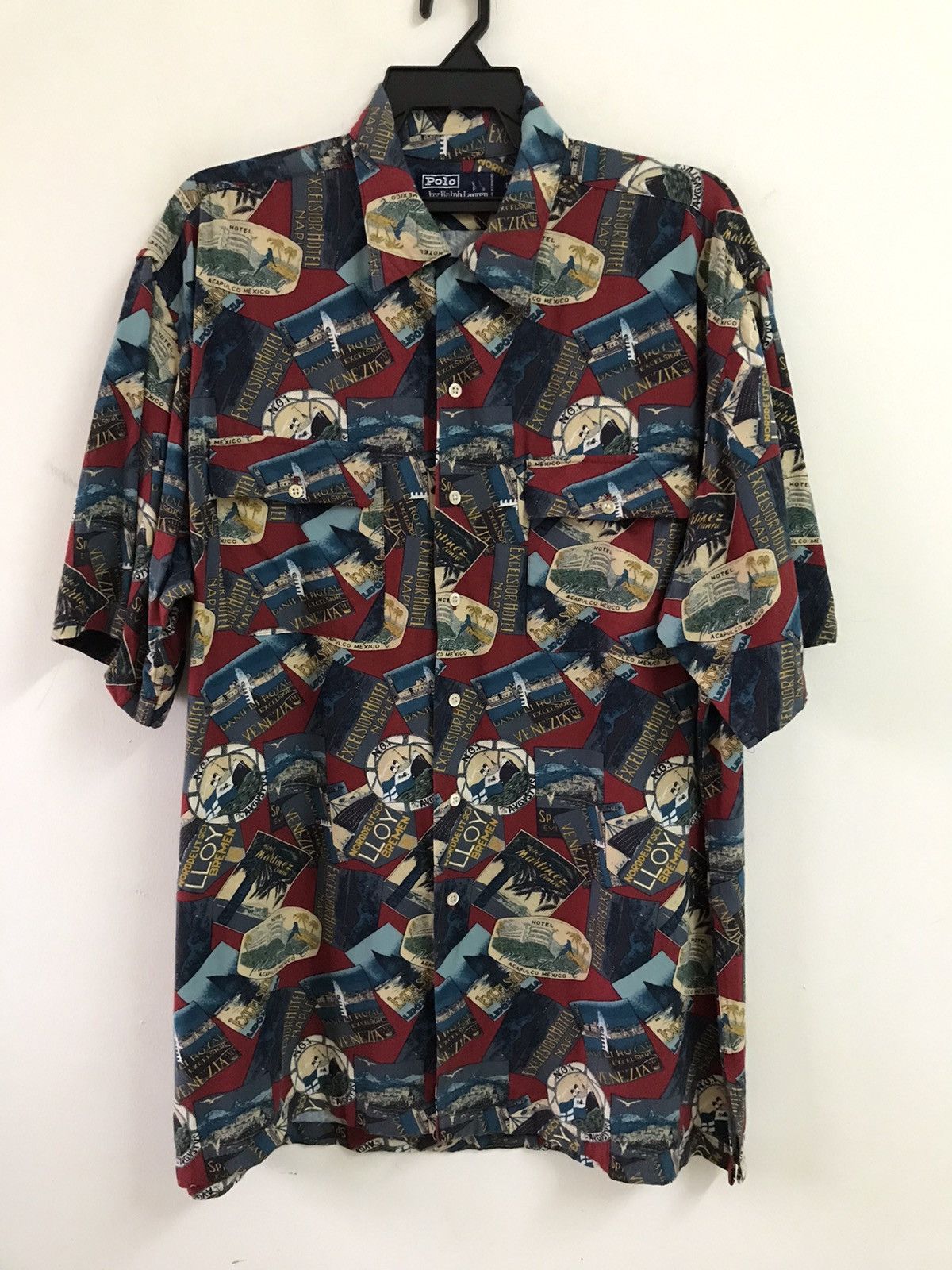Polo Ralph Lauren × Vintage Vintage Polo Ralph Lauren Overprint All Hawaiian Shirt Rayon Size US L / EU 52-54 / 3 - 1 Thumbnail