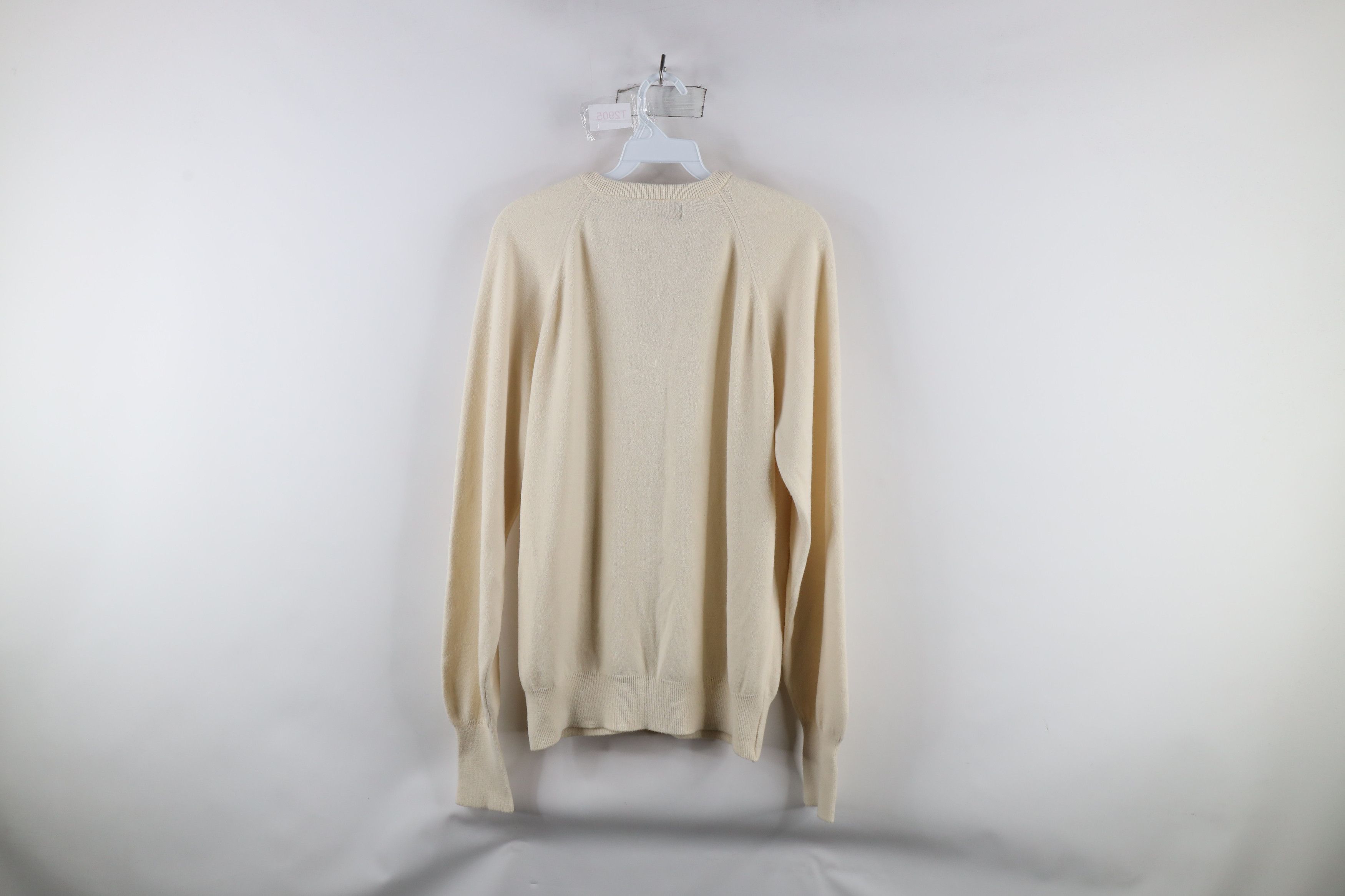 Vintage Vintage 70s Streetwear Knit V-Neck Sweater Cream USA Acrylic Size US L / EU 52-54 / 3 - 6 Thumbnail