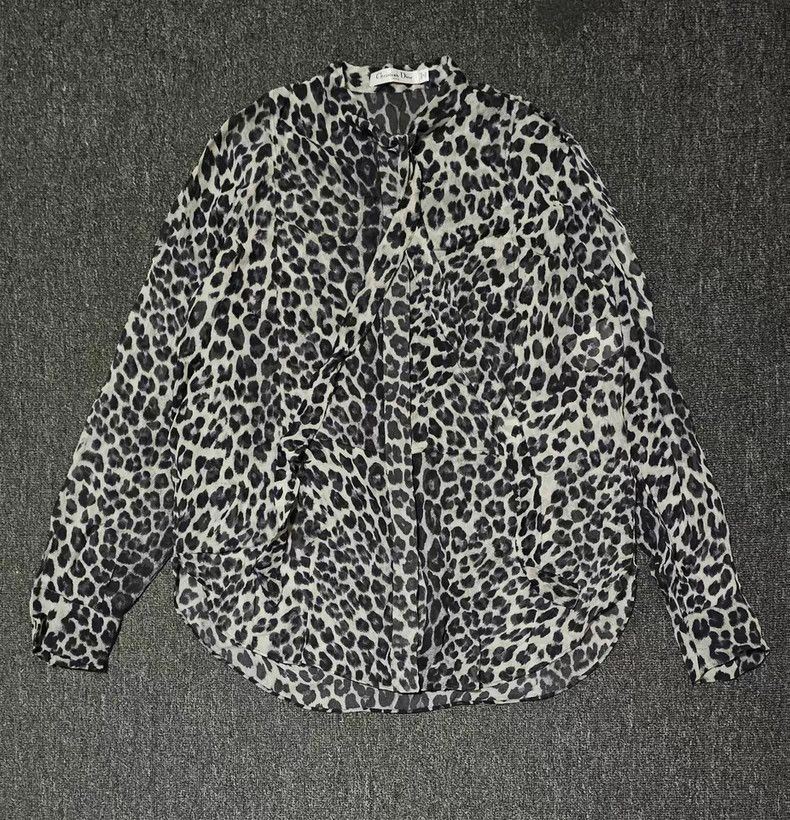 Dior Dior Women's Leopard Print Silk Shirt Size L / US 10 / IT 46 - 1 Thumbnail