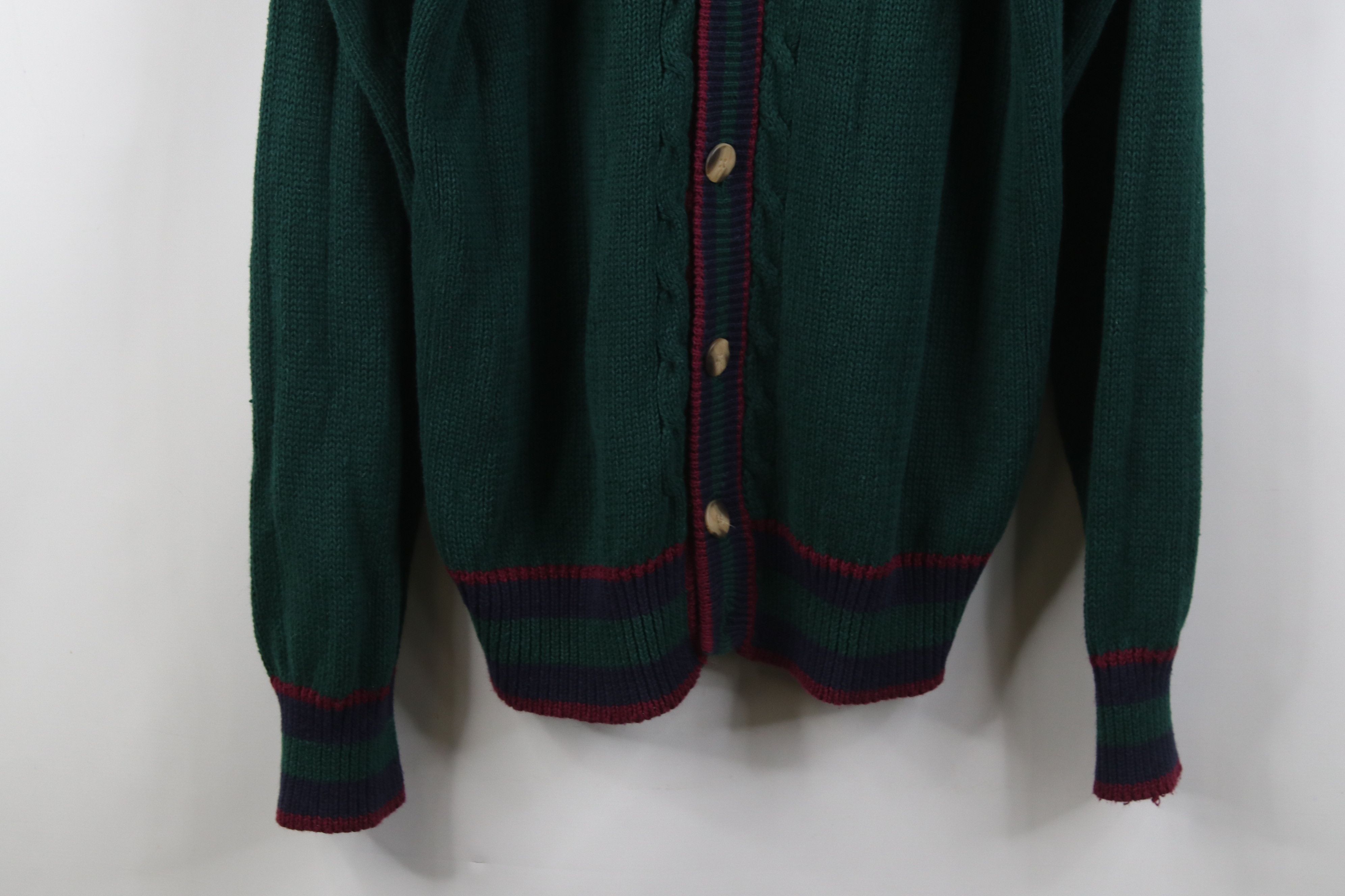 Vintage Vintage 90s Streetwear Ribbed Cable Knit Cardigan Sweater Size US L / EU 52-54 / 3 - 3 Thumbnail