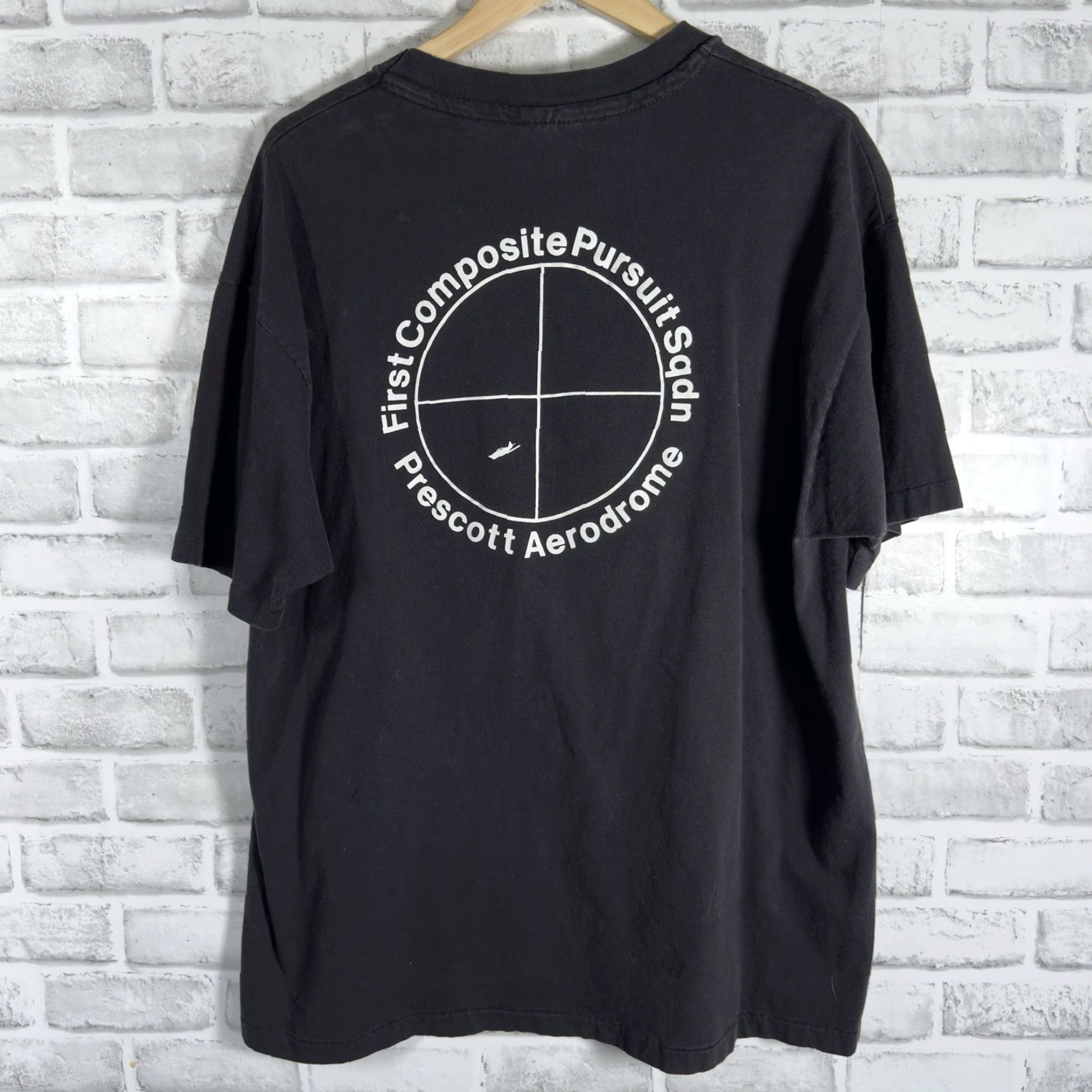 Hanes VTG Hanes Aerodome Black 100% Cotton Graphic Tee Mens XL USA Stitch Single Stitch Shirt Size US XL / EU 56 / 4 - 5 Thumbnail