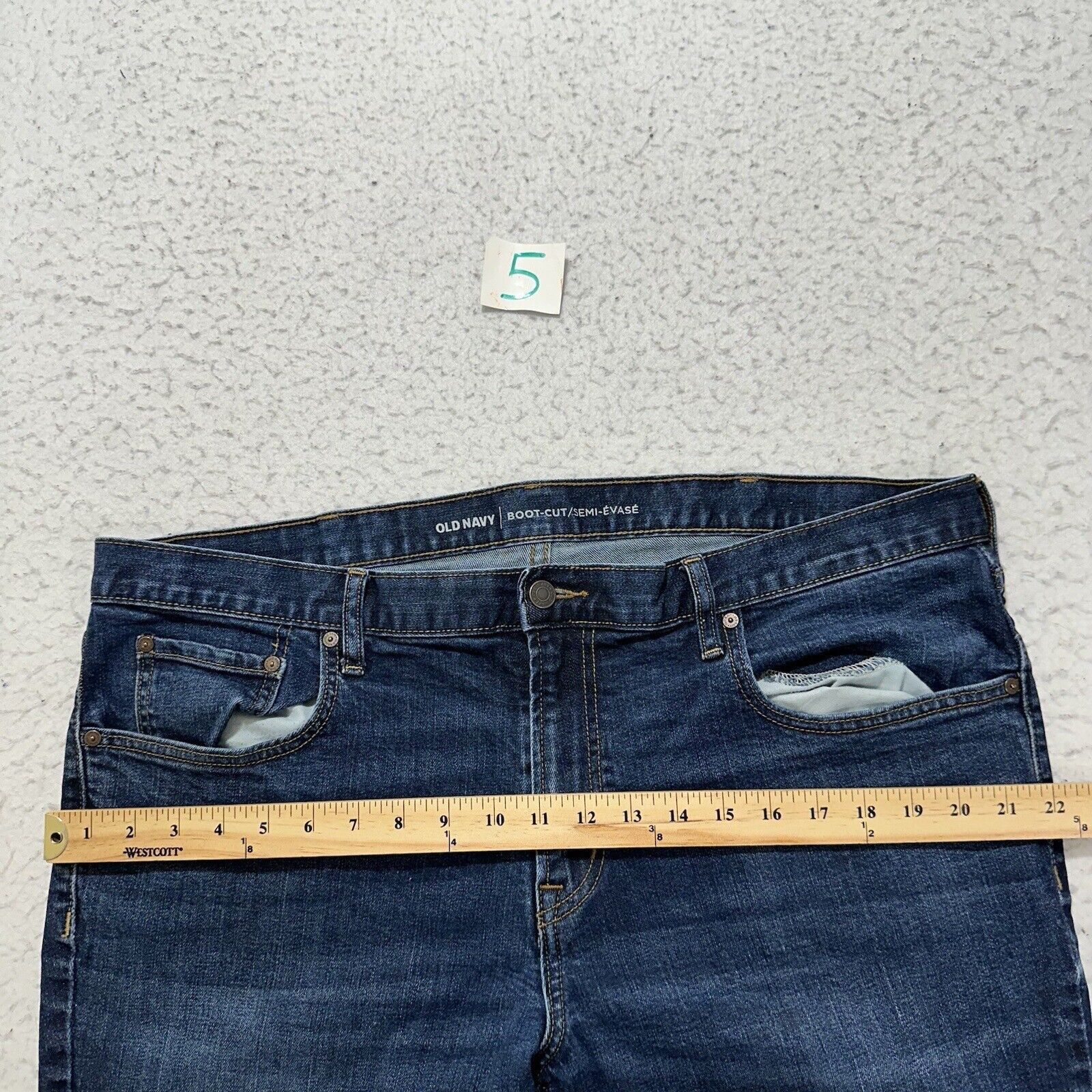 Old Navy Old Navy 40x29 Boot Cut Blue Denim Distressed Ripped Jeans Size 40" / US 18 - 11 Thumbnail