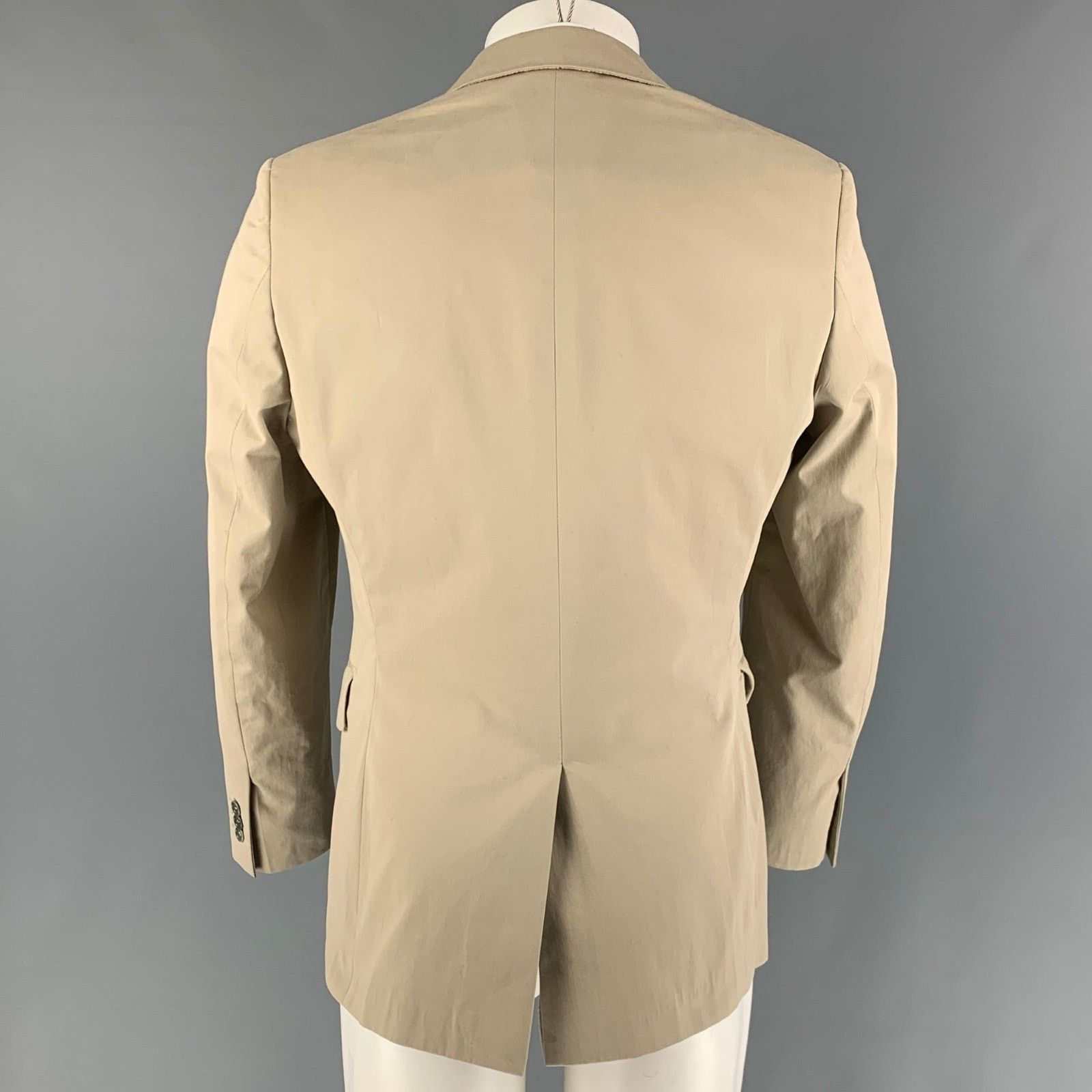 Barneys New York BARNEY'S CO-OP Size 36 Khaki Cotton Notch Lapel Sport Coat Size 36R - 3 Thumbnail