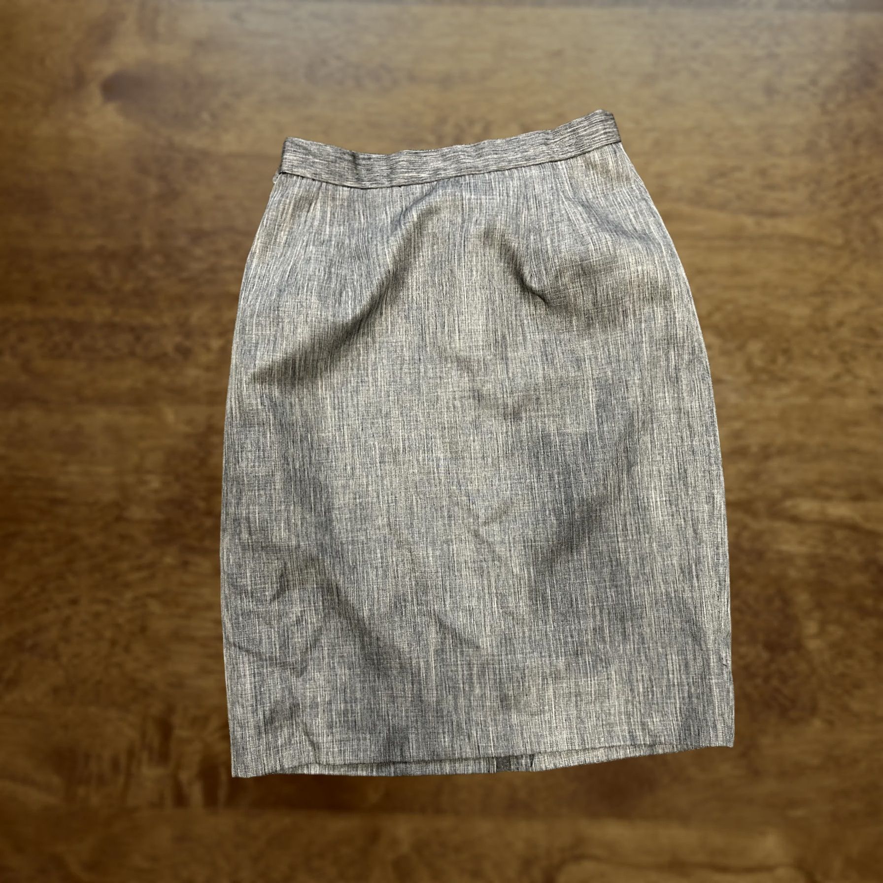Vintage Gray Pencil Skirt Juniors 5/6 Knee Length Solid Polyester Zip Business Office Womens Size 27" / US 4 / IT 40 - 1 Thumbnail