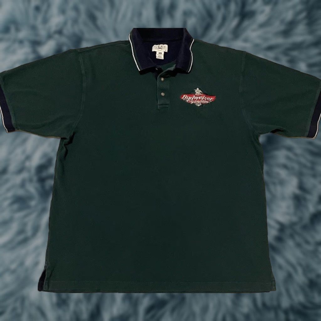 Budweiser Vtg Budweiser Clydesdales Polo Shirt Men XXL Green 90s Beer Bar Busch Grunge Horse Racing Size US XXL / EU 58 / 5 - 1 Thumbnail