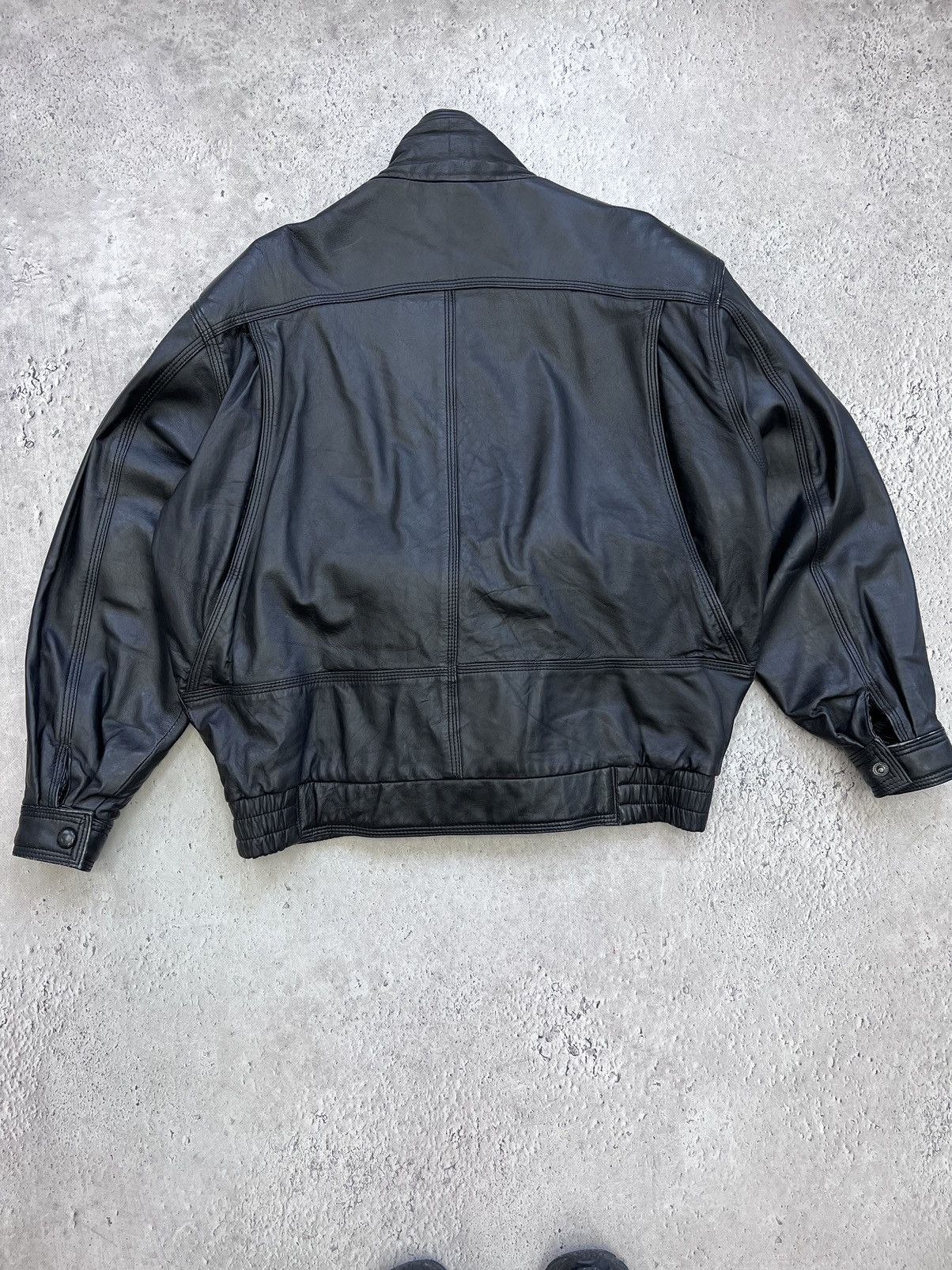 Other Vintage Y2K Black Bomber Leather Jacket Boxy Utility Size US M / EU 48-50 / 2 - 7 Thumbnail