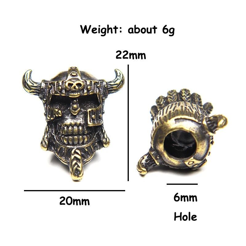 Handmade 2Pcs Viking Pirate Skull Knife Beads Paracord Bead Zipper Size ONE SIZE - 9 Thumbnail
