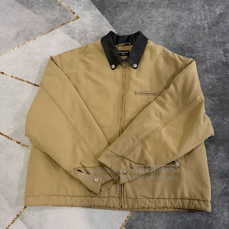 Balenciaga Balenciaga Leather-collared double-B Carhartt washed jacke Size US L / EU 52-54 / 3 - 1 Thumbnail