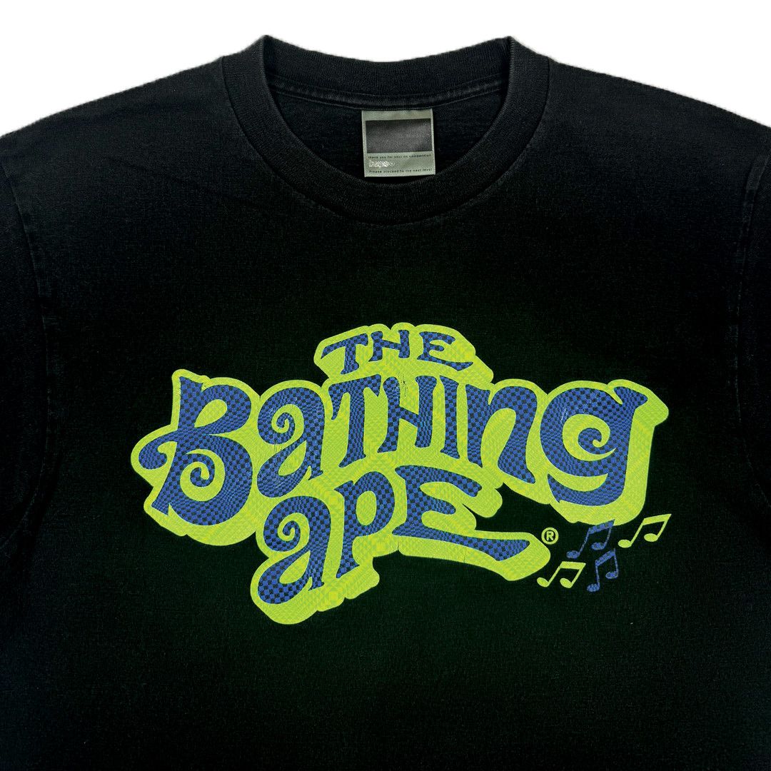 Bape Bape - Green Music Notes Spellout Logo Tshirt - Black - M Size US M / EU 48-50 / 2 - 3 Thumbnail