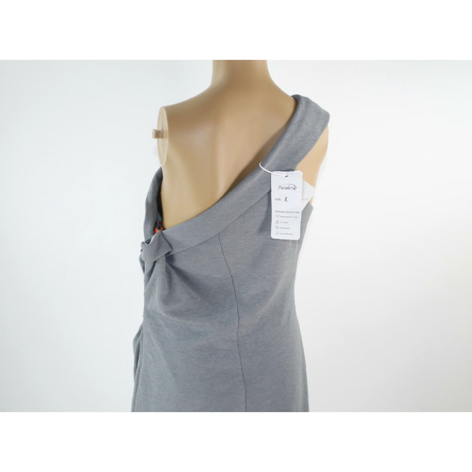 Vintage Fazadess Womens One Shoulder Ruched Maxi Dress Gray Large L NWT Party Dress Evening Size Dress Maxi Night Size L / US 10 / IT 46 - 5 Thumbnail