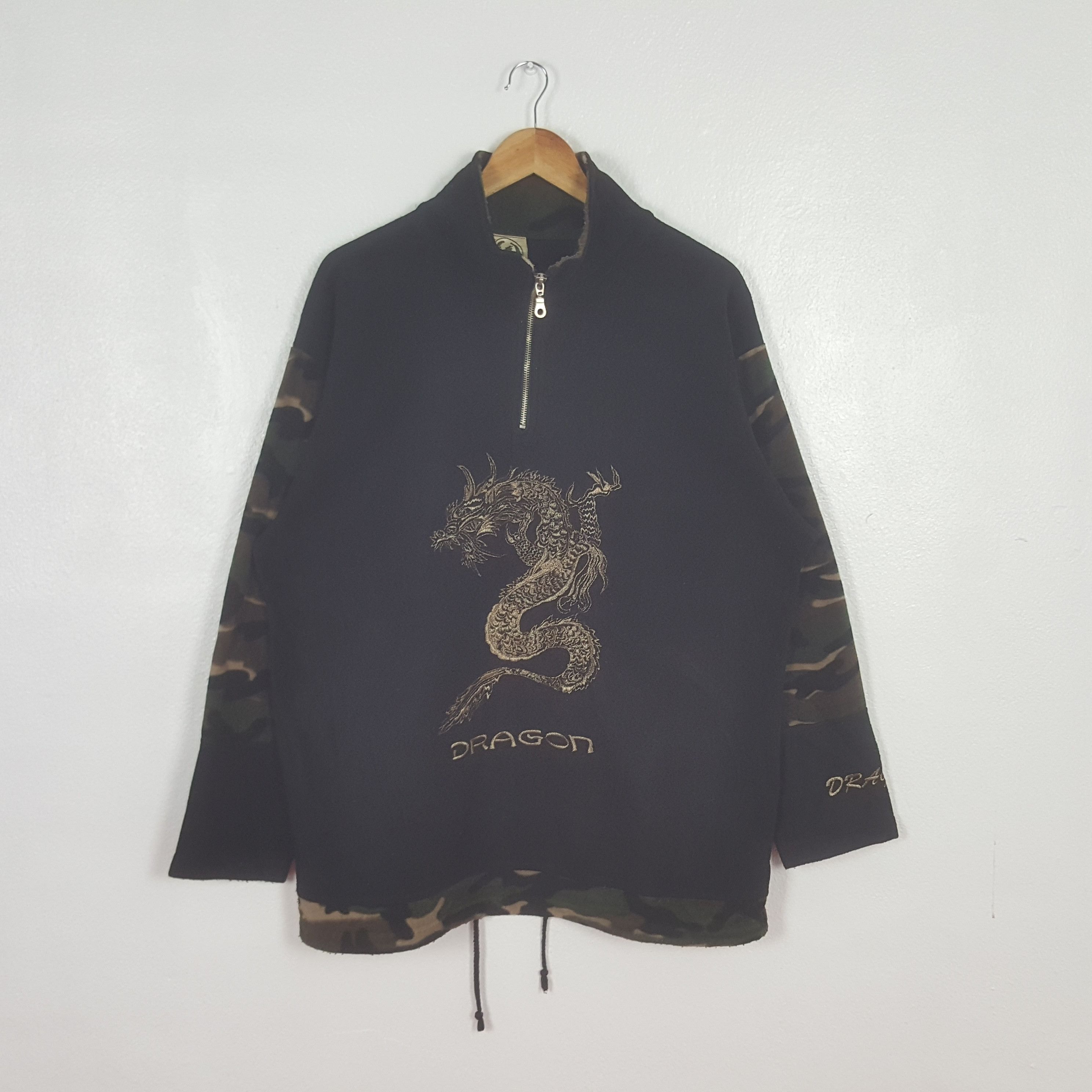 Vintage Vintage Dragon Camo Fleece Half Zipper Sweatshirt C313N9 Size US L / EU 52-54 / 3 - 1 Thumbnail
