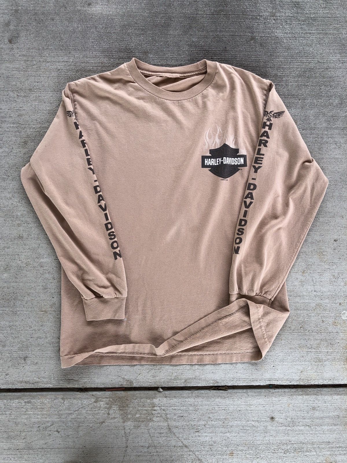 Harley Davidson × Vintage CRZY Vintage cream Long Sleeve Harley Davidson Size US M / EU 48-50 / 2 - 2 Thumbnail