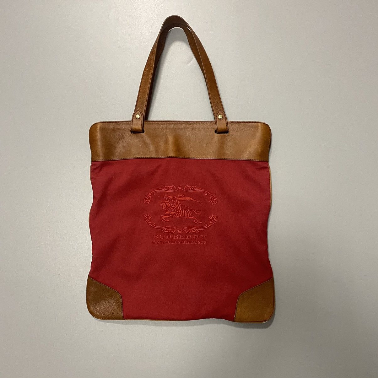 Burberry Burberry Red Leather Stowell Roll Up Tote Bag Shopper Size ONE SIZE - 1 Thumbnail