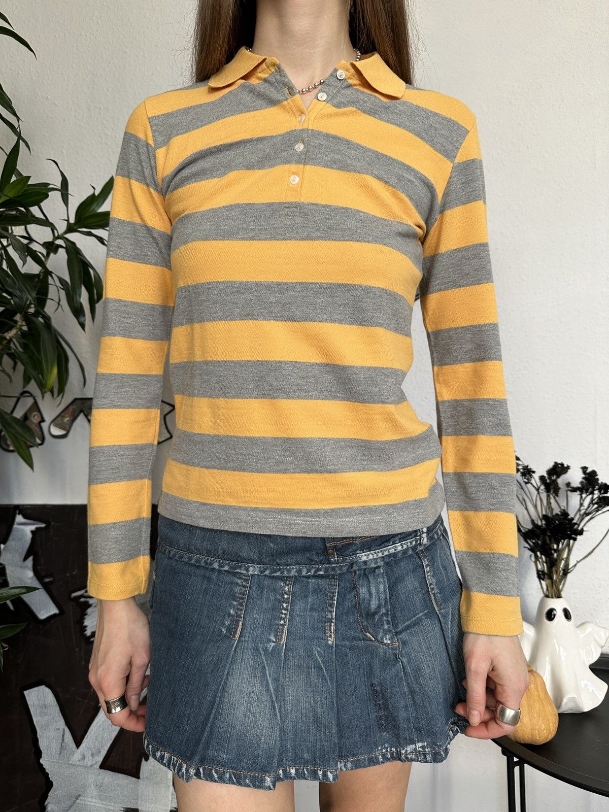 Japanese Brand × Vintage Preppy Cute Skinny Stripes Polo T-shirt 90s Size S / US 4 / IT 40 - 4 Thumbnail