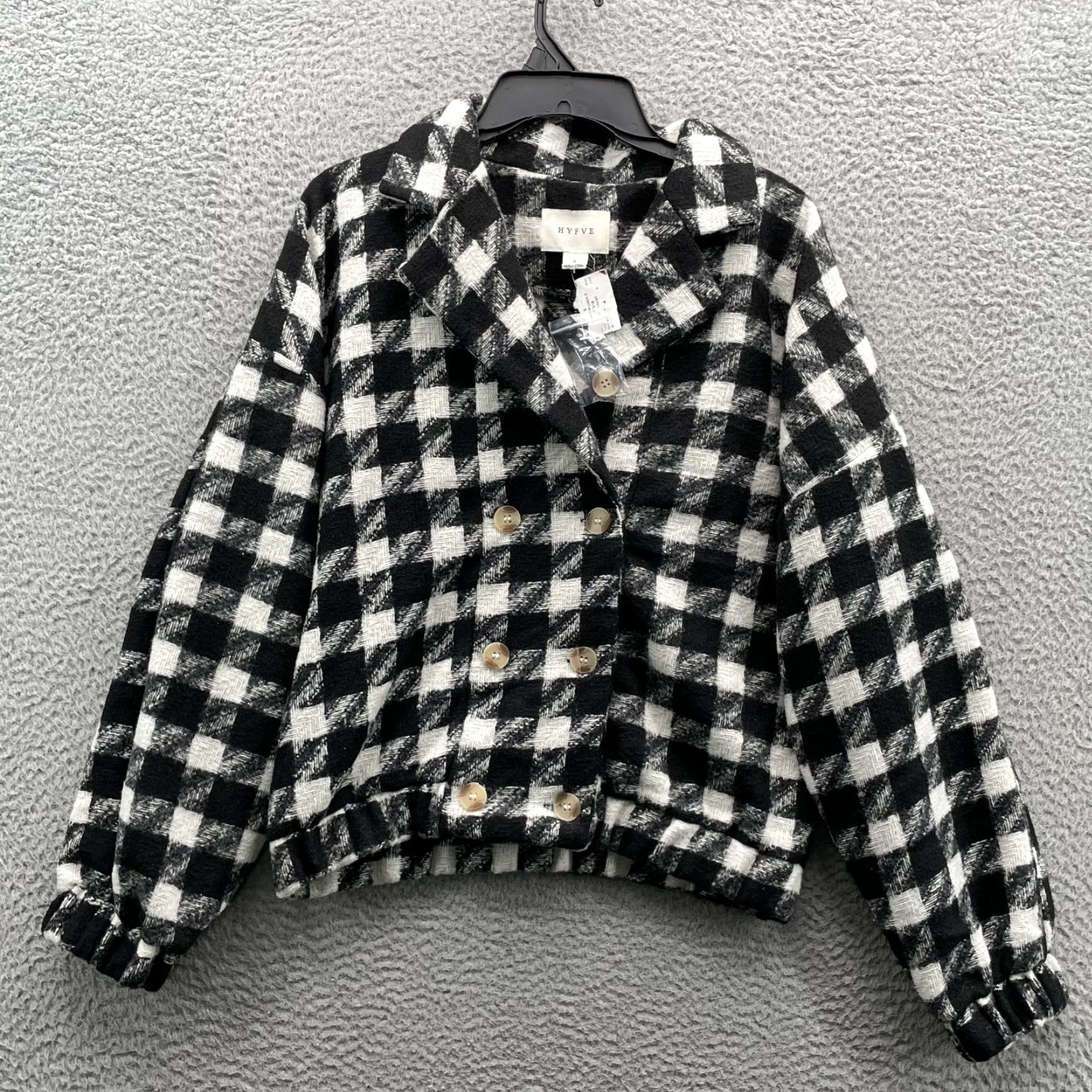 Vintage HYFVE Jacket Women Small Houndstooth Blazer Drop Shoulder Corpcore Old Money Y2k Size S / US 4 / IT 40 - 3 Thumbnail