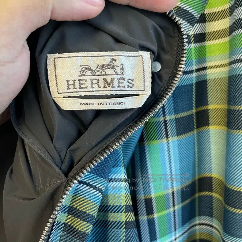Hermes Hermes Green plaid and gray double-faced men's jacket Size US L / EU 52-54 / 3 - 3 Thumbnail