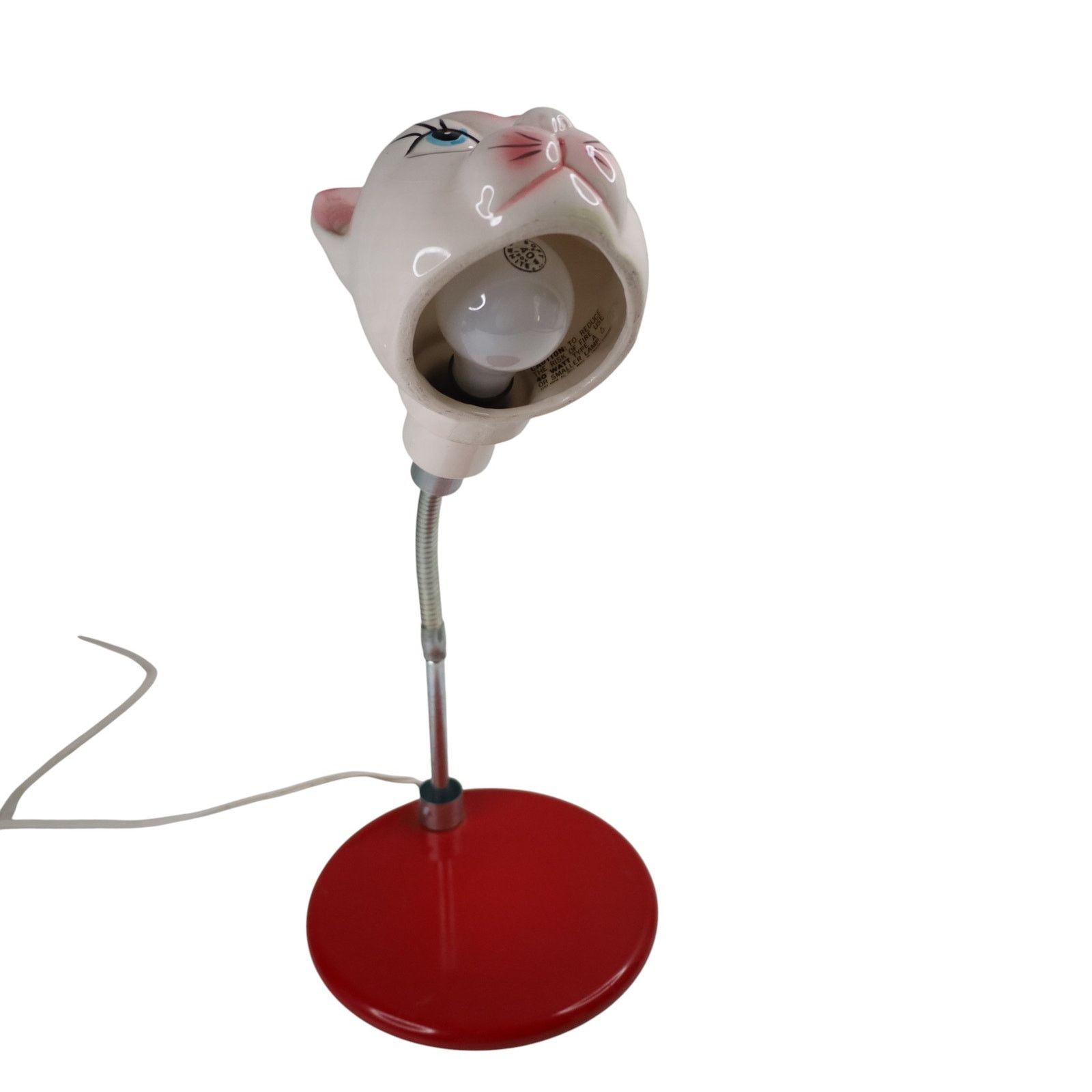 Vintage Vintage MCM Ceramic Cat Head Goose Neck Desk Lamp Size ONE SIZE - 6 Thumbnail